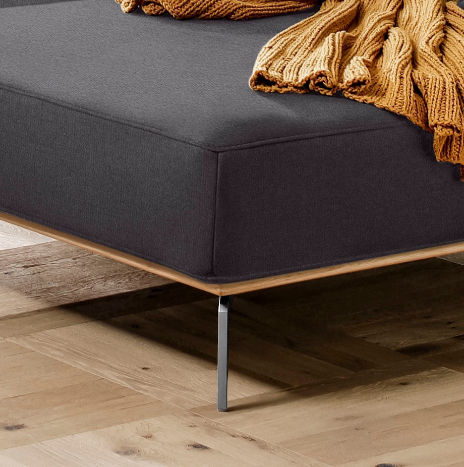 W.SCHILLIG Ecksofa »run, Designsofa mit tollem Sitzkomfort, bequem, L-Form«, mit elegantem Holzsockel, Füße in Chrom glänzend, Breite 319 cm