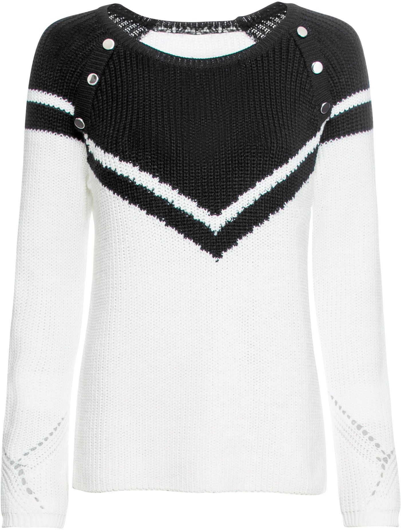 bonprix Strickpullover aus Polyacryl, mit Knopfverzierung, lockere Passform