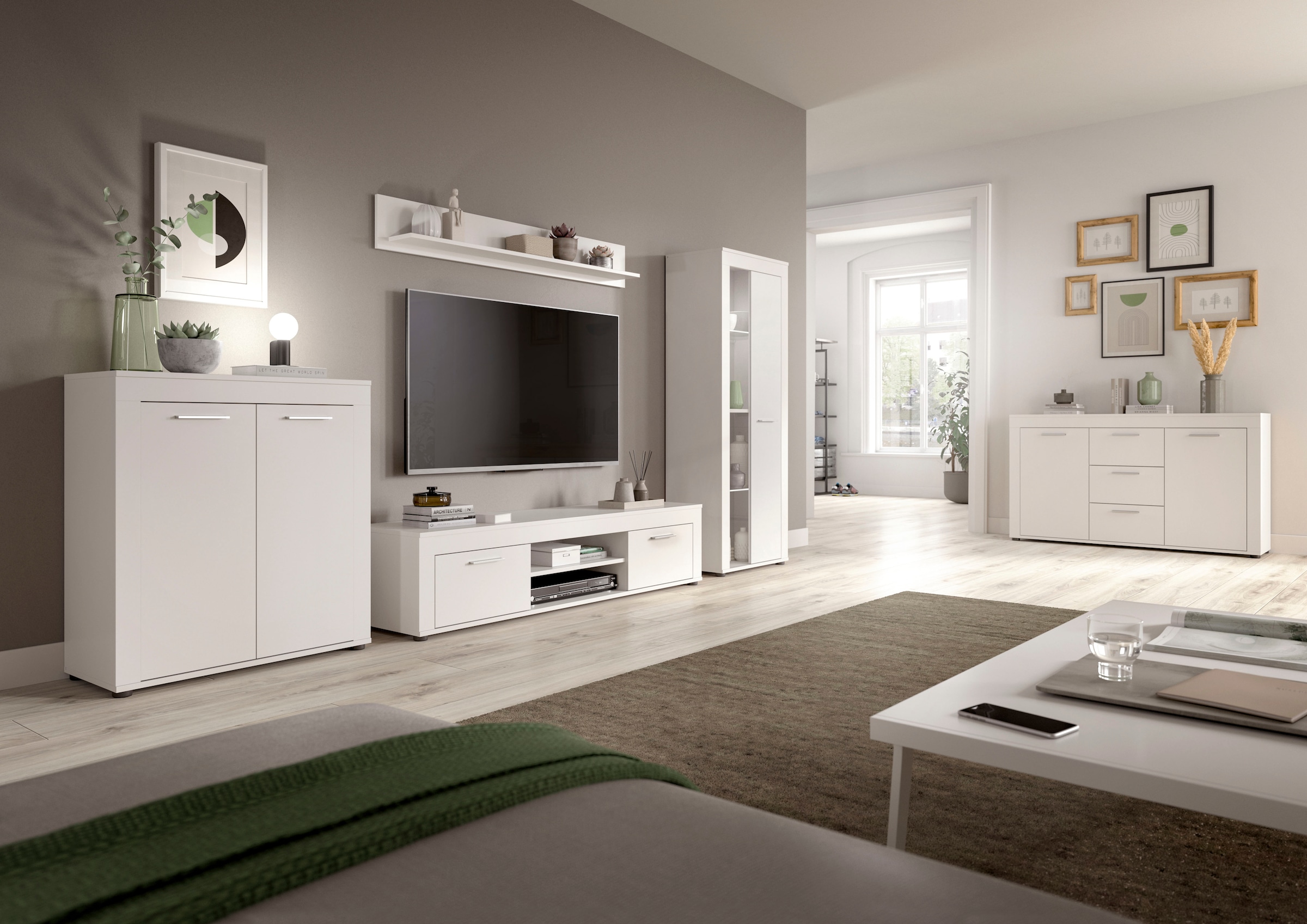 INOSIGN Highboard »Aosta, Höhe 88 cm, in verschiedenen Farbausführungen«, mit 2 Türen und 3 Fächern, Wohnzimmer, Kommode, Schrank