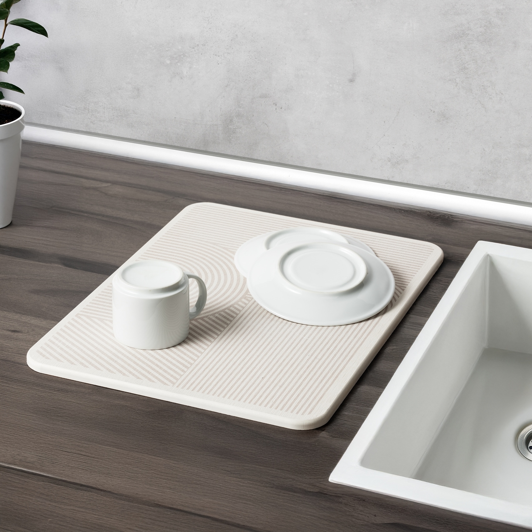 WENKO Abtropfmatte »Modell Damon« Abtropfplatte für Geschirr aus Kieselgur, schnelltrocknend, rutschfest