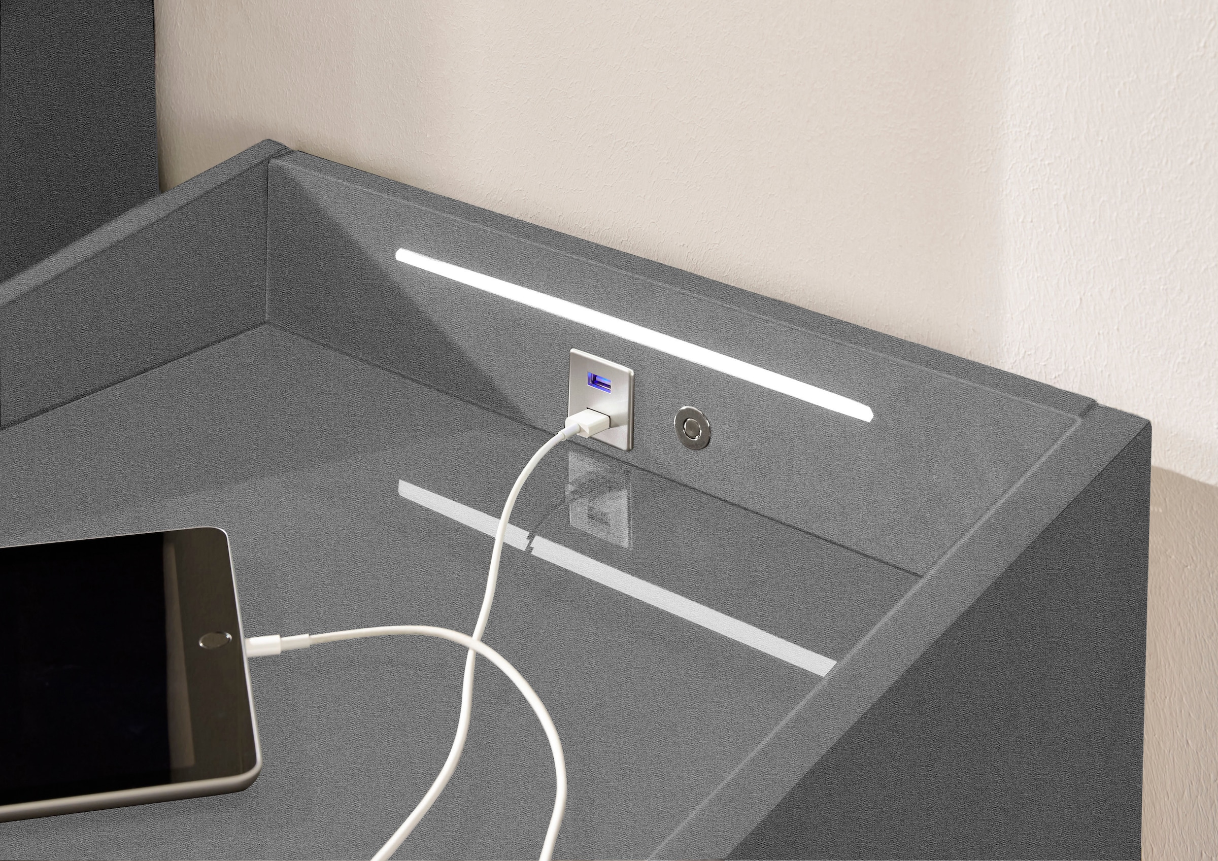 ED EXCITING DESIGN Nachtkonsole »Moon«, mit LED-Beleuchtung und USB-Anschluss & USB-C-Anschluss