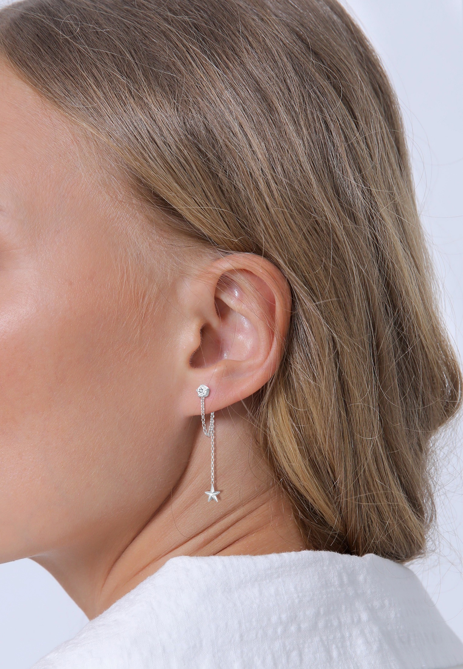Elli Paar Ohrhänger »Ohrringe Sterne Ear Jacket Kristalle 925 Silber«