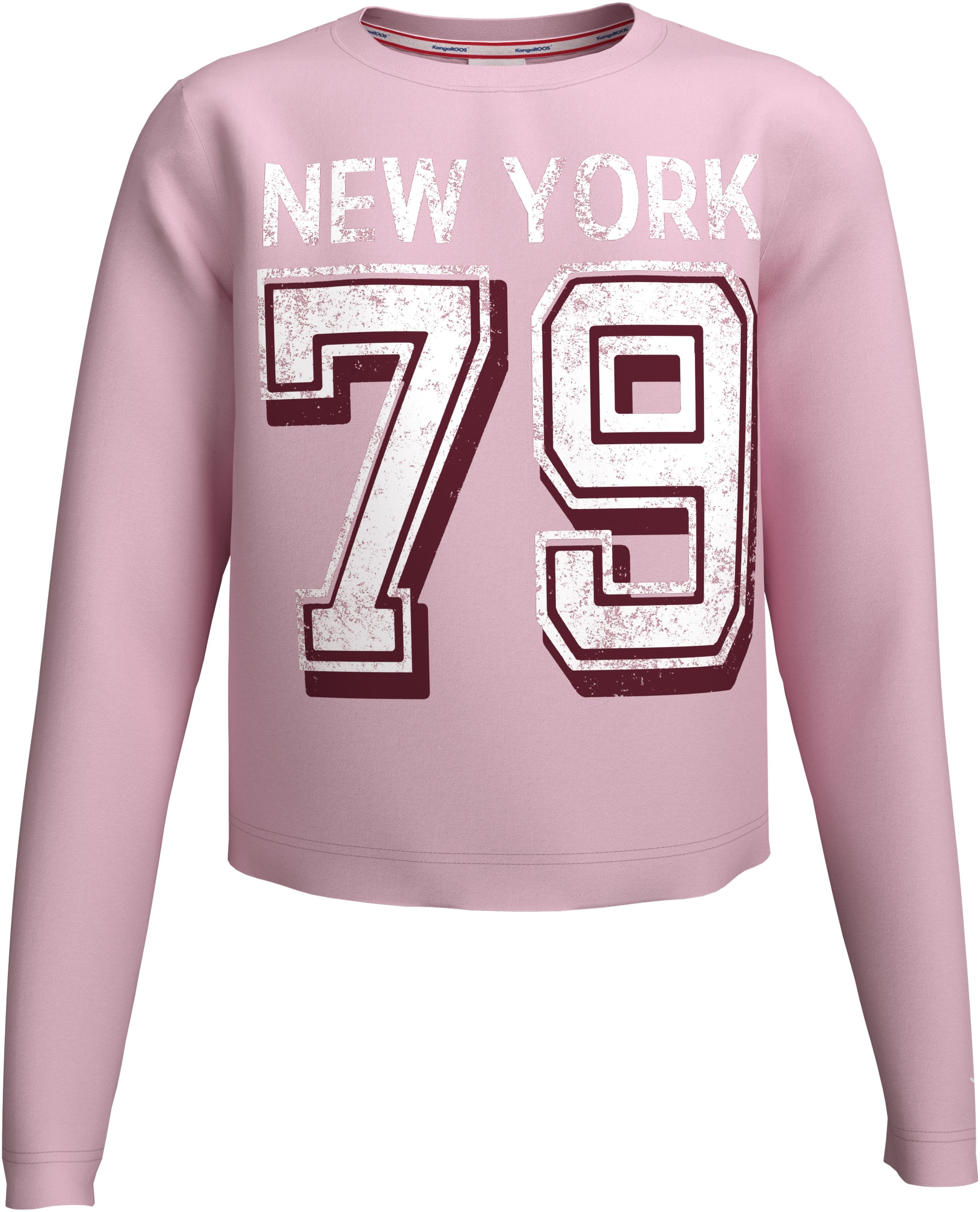 KangaROOS Langarmshirt »Cropped Shirt mit Zahlenprint« Sportiver Frontprint