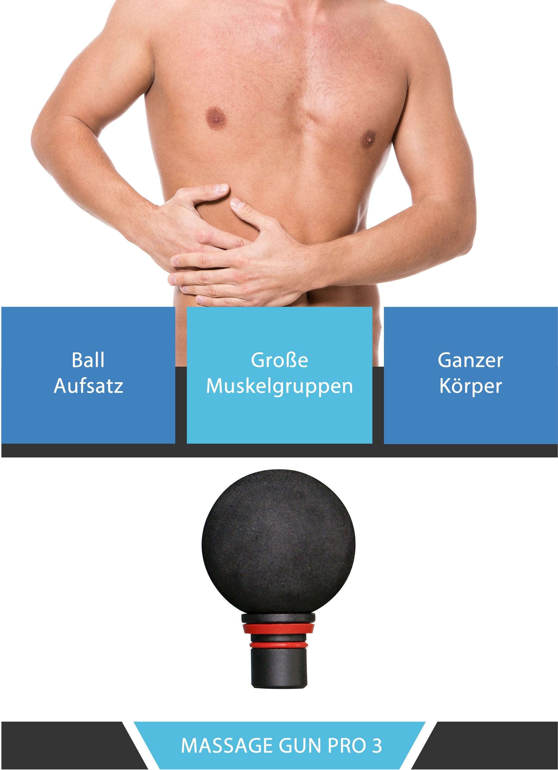 body coach Massagegerät »Massage Gun Pro 3 kabellose Akku Massagepistole  für den ganzen Körper«, (Set, 6 tlg., Vibration Massagegerät mit 4  Aufsätzen) mit 3 Jahren XXL Garantie