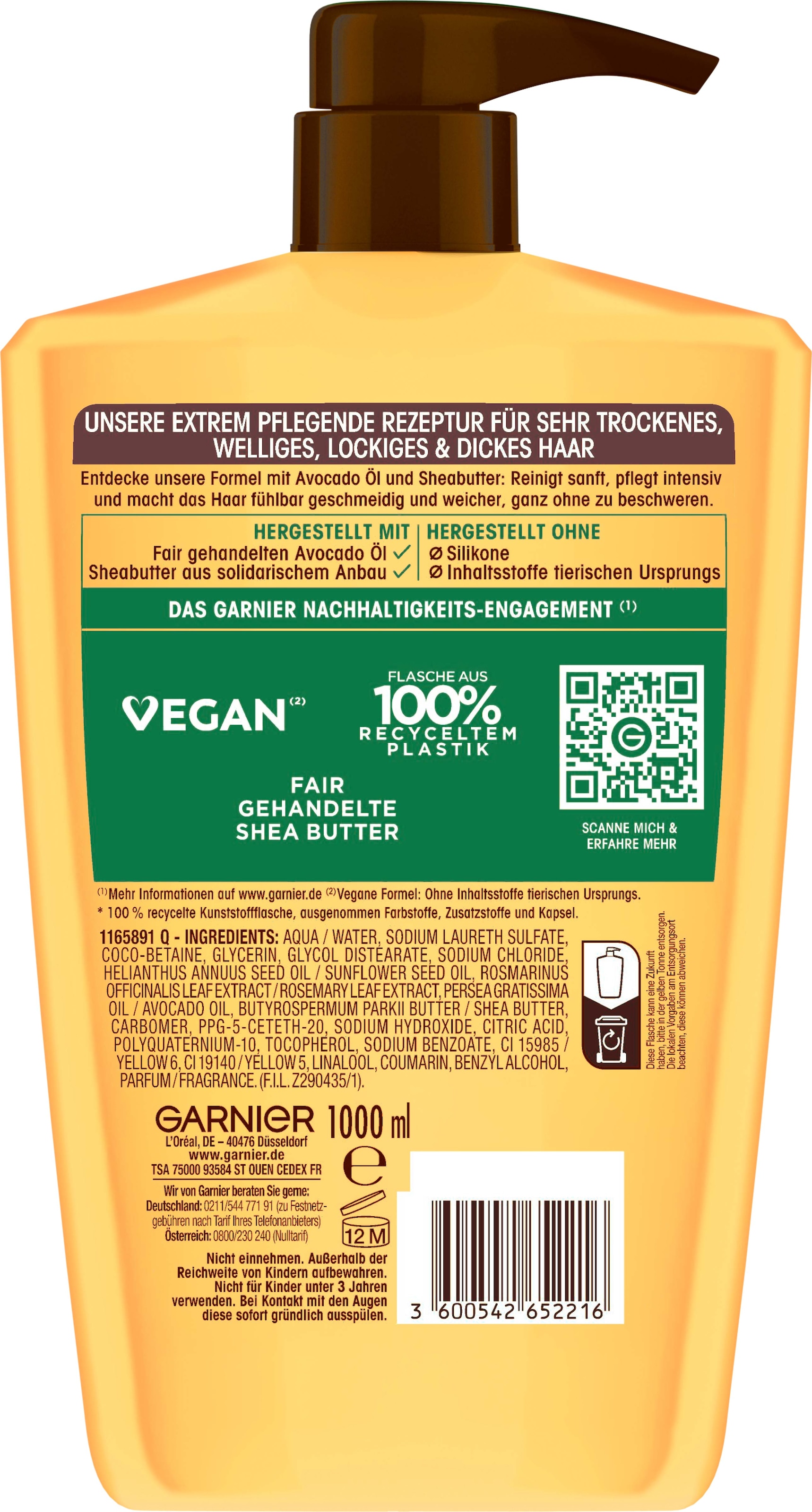 GARNIER Haarshampoo »Garnier Wahre Schätze Intensiv Nährendes Shampoo Avocado-Öl«