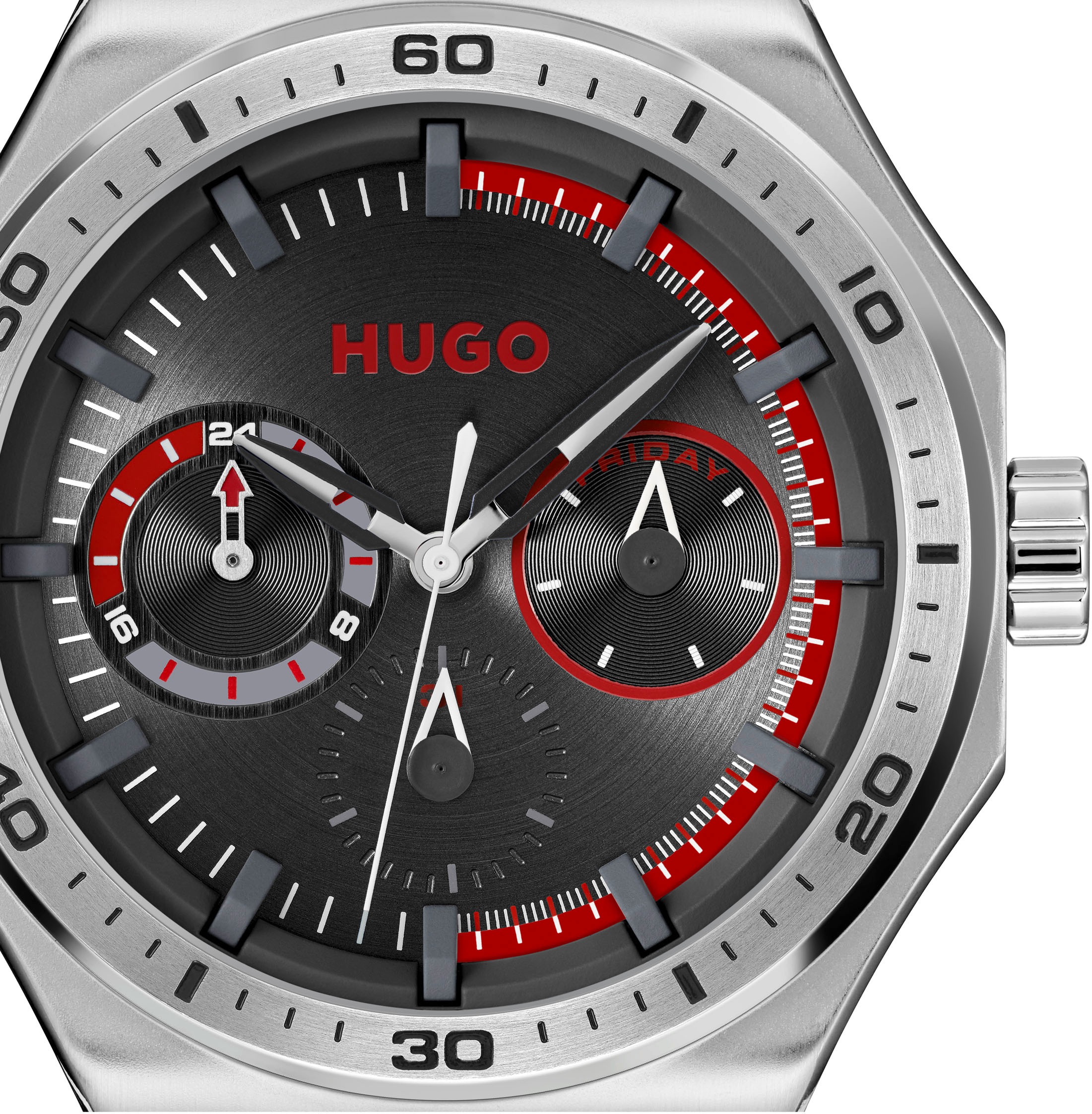 HUGO Multifunktionsuhr »#GRAIL SPORT«, Quarzuhr, Armbanduhr, Herrenuhr, Silikonarmband, analog