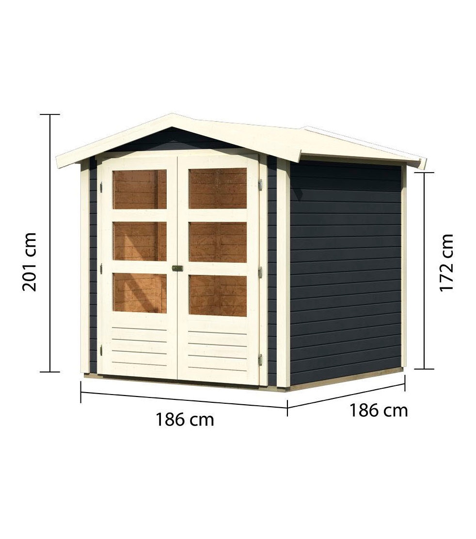 Karibu Gartenhaus »Amberg 2«, (Set), anthrazit, naturbelassen oder terragrau