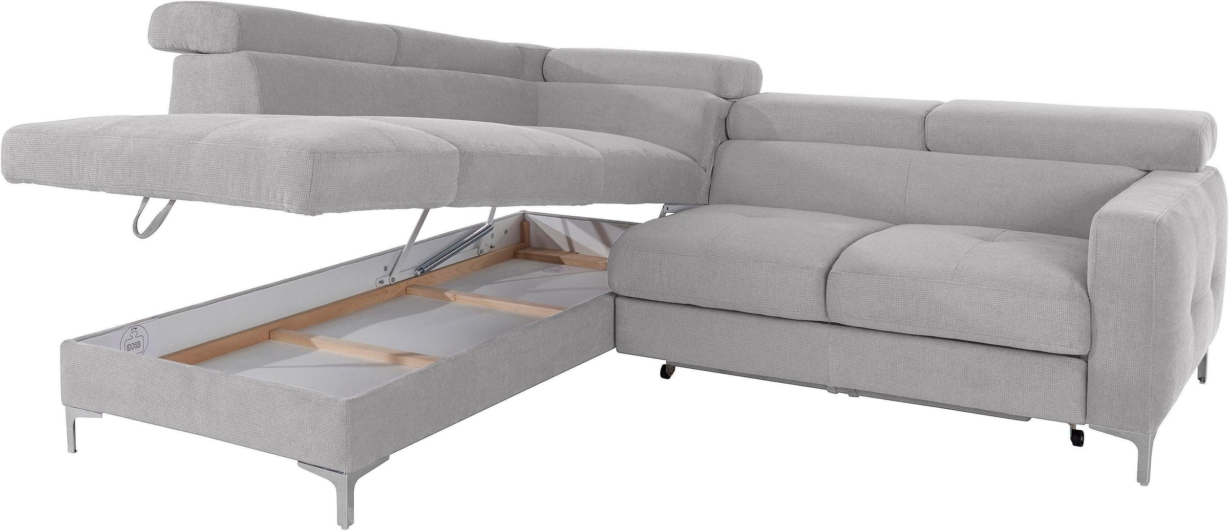 COTTA Polstergarnitur »Sammy L-Form«, (Set), Set bestehend aus: Ecksofa mit Kopfteilverstellung & Hocker