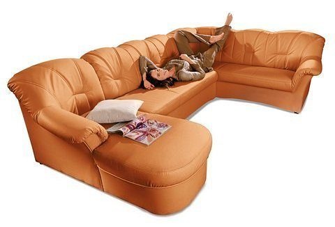 DOMO collection Wohnlandschaft »Papenburg, zeitlose Rückensteppung, elegante Formensprache, U-Form«, in großer Farbvielfalt, wahlweise mit Bettfunktion
