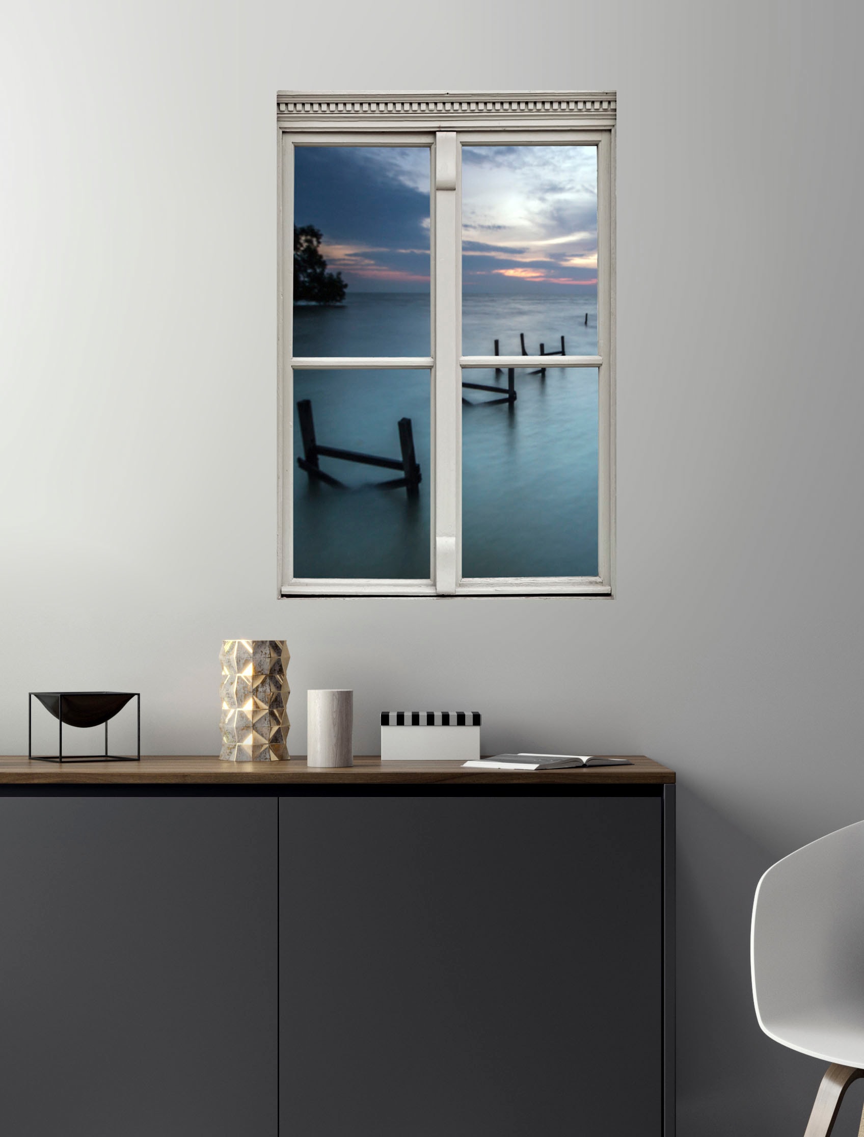 queence Wandsticker »Meer« Wandsticker, Wandbild, selbstklebend, 3D, Fenster