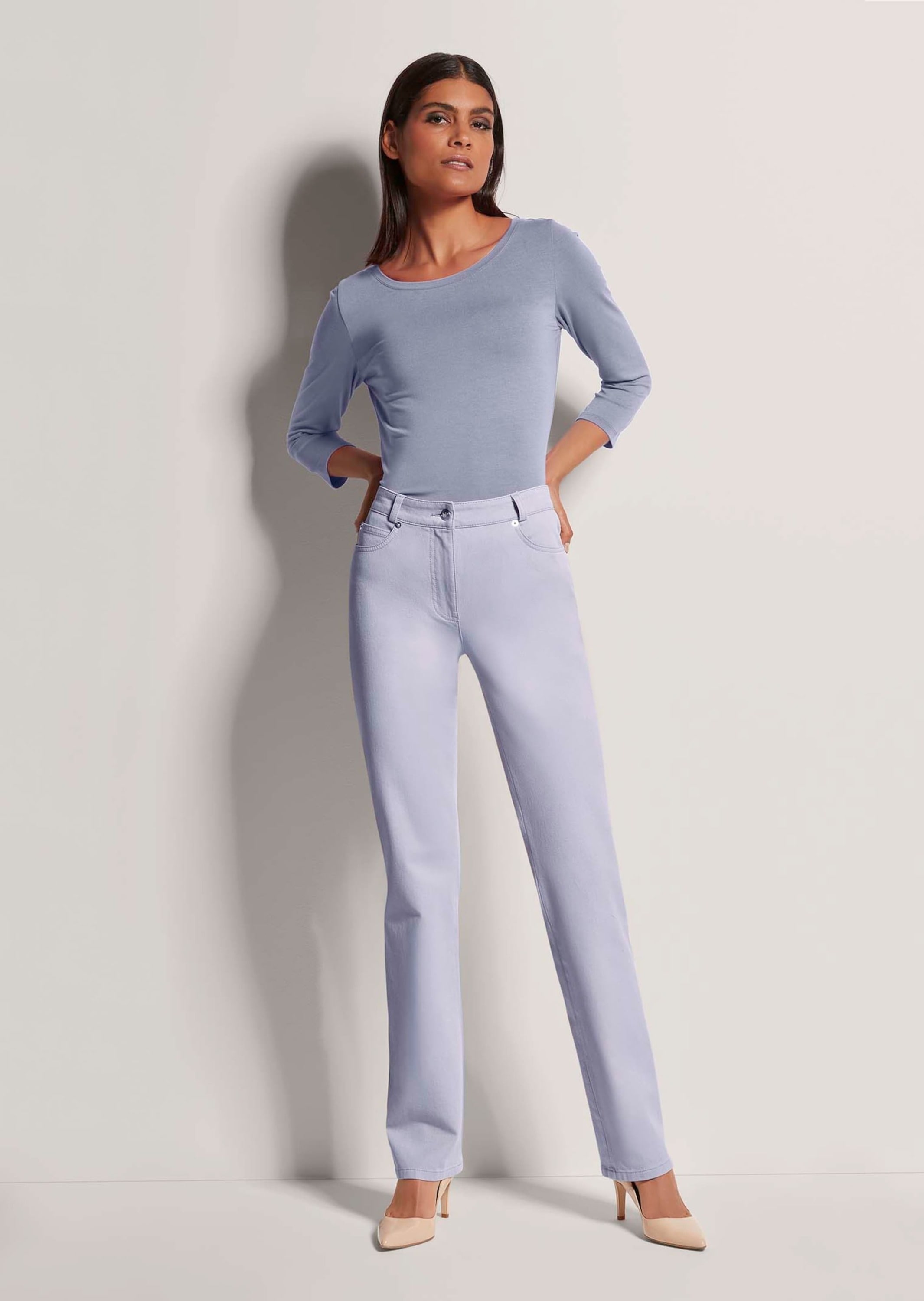 MADELEINE Regular-fit-Jeans »Denimhose Schmale Jeans im Five-Pocket-Style« Mit "M"-Stickerei auf der Gesäßtasche