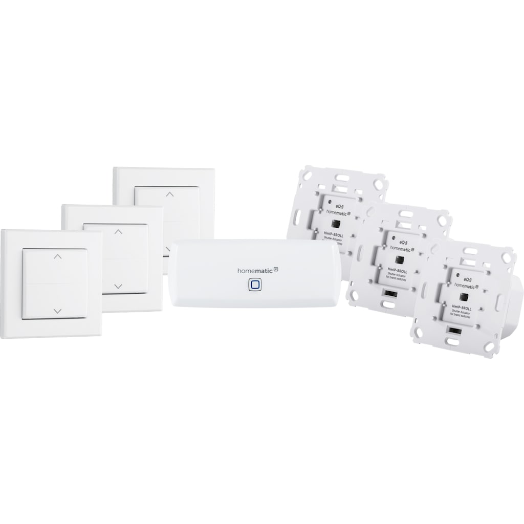 Homematic IP Smart-Home Starter-Set »StarterSet Beschattung WLAN +3x Rolladenaktor + 3x Tasterwippe«