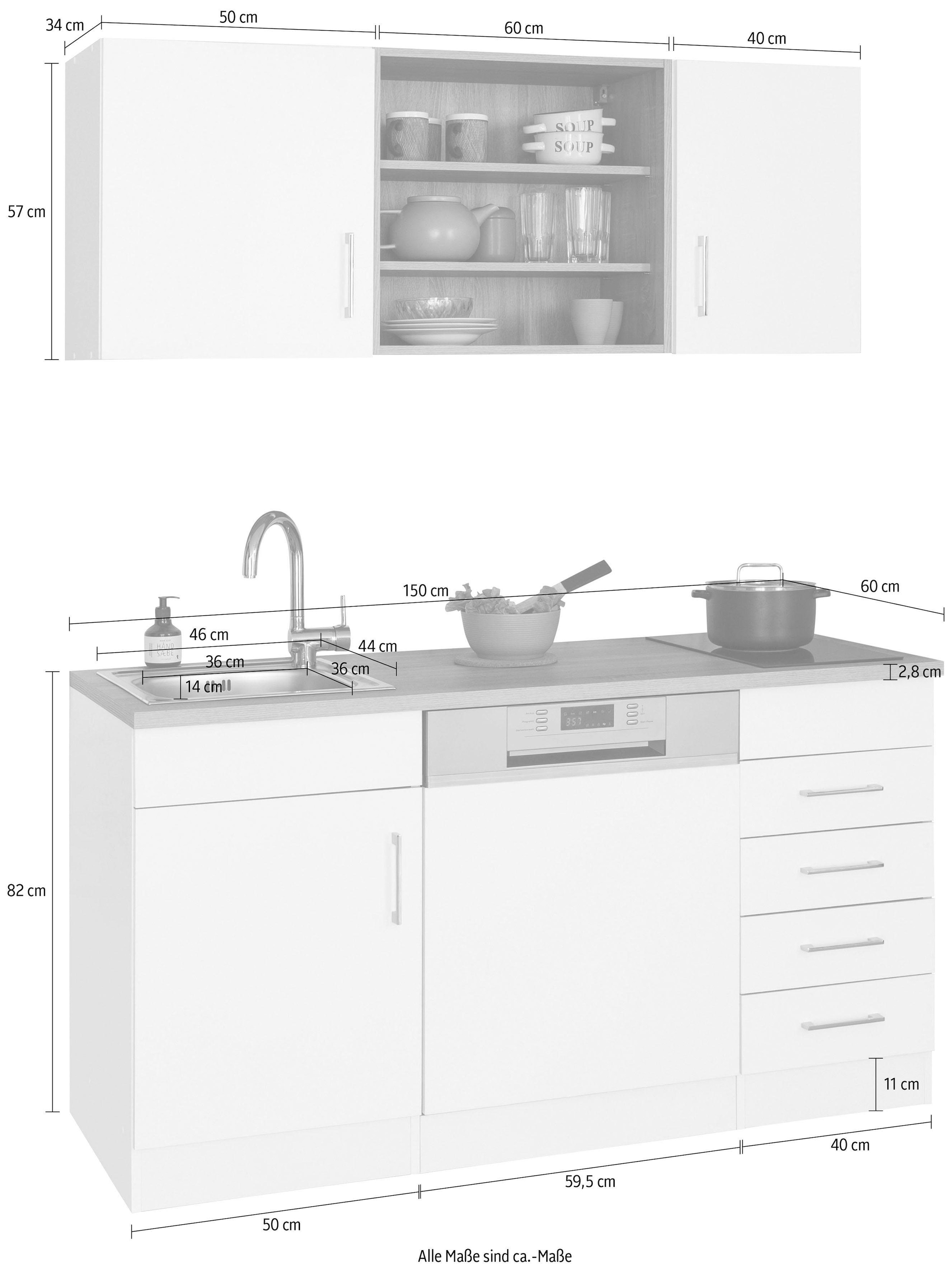 KOCHSTATION Pantryküche »KS-Mali«, Breite 150 cm, mit E-Geräten