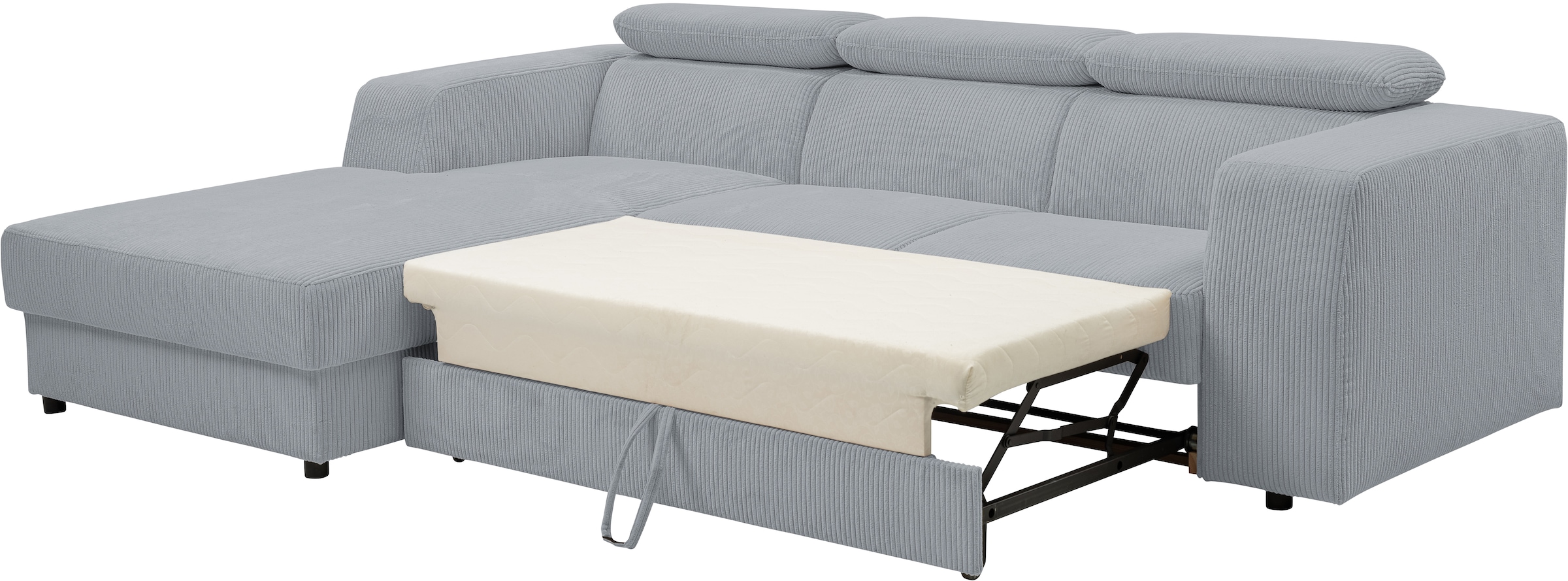 WERK2 Ecksofa »Cherry, modernes Sofa mit Komfortfunktionen, Breite 270cm, L-Form,« bequem, mit verstellbaren Kopfteilen, Schlaffunktion und Bettkasten
