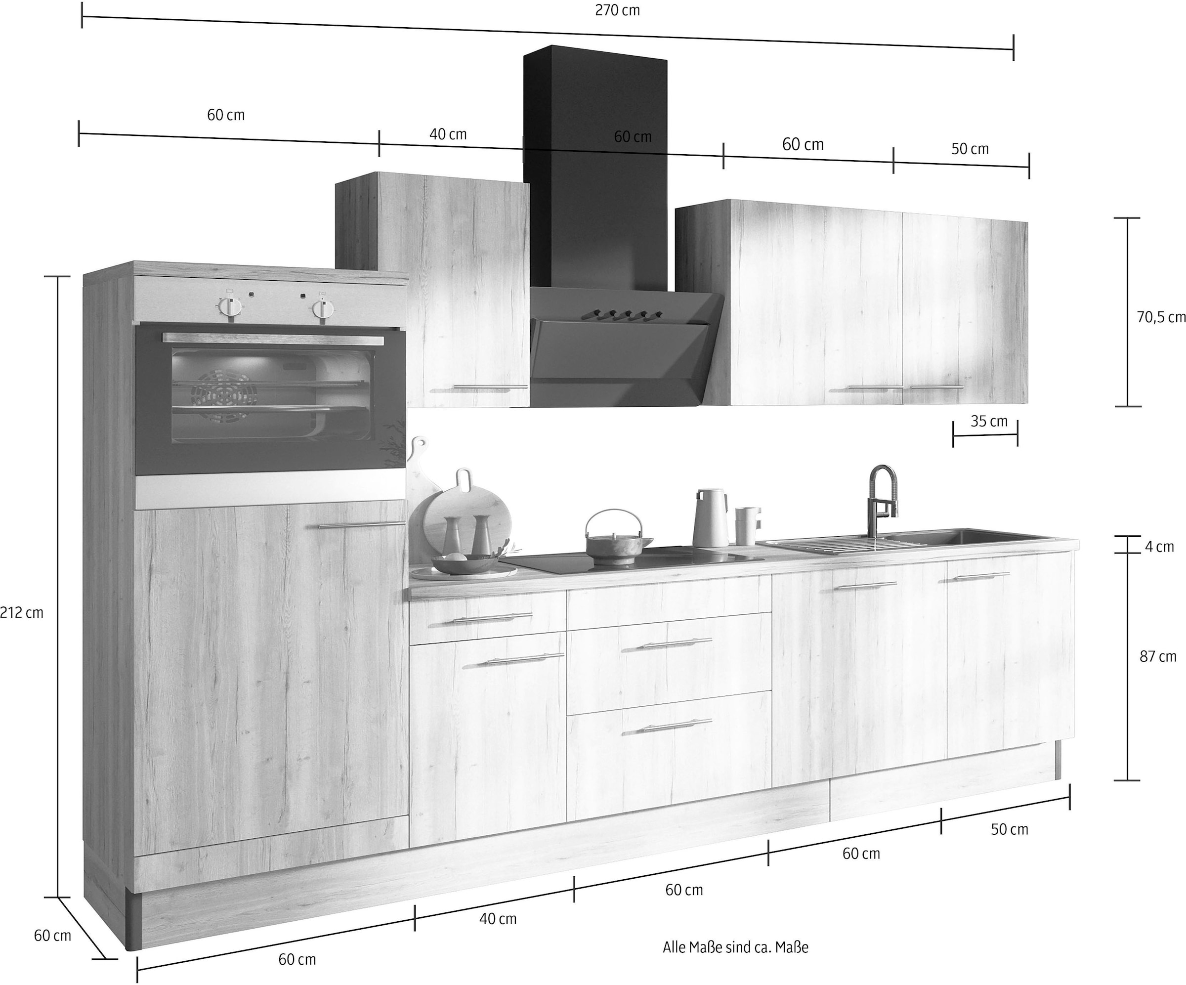 OPTIFIT Küche »Klara«, cm, Breite E-Geräten wahlweise Rechnung 270 auf mit bestellen