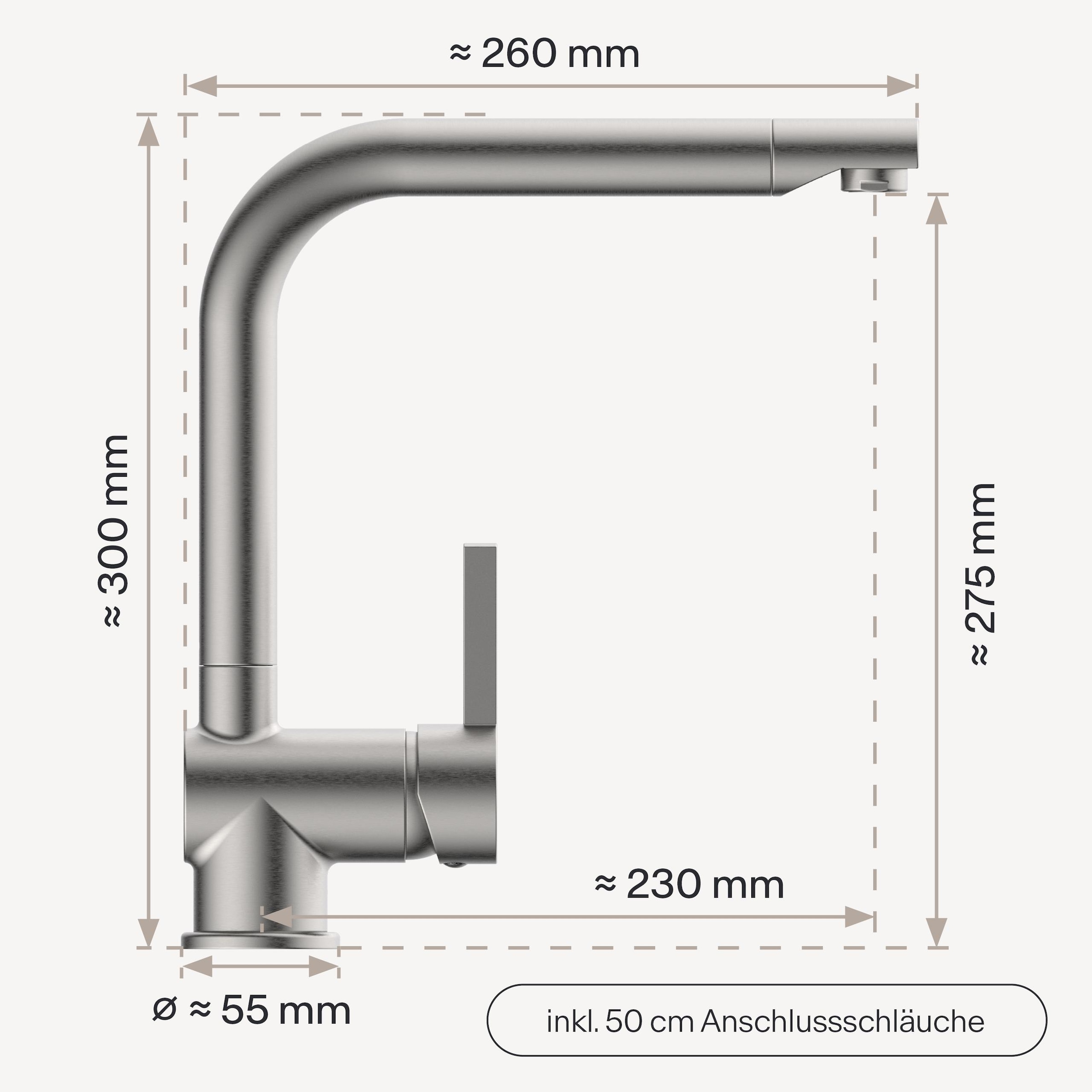WASSERWERK Spültischarmatur »WK 4, Wasserhahn, Küche, Einhebelmischer« 360° schwenkbar, Cold-Start-Funkt., geräuscharm