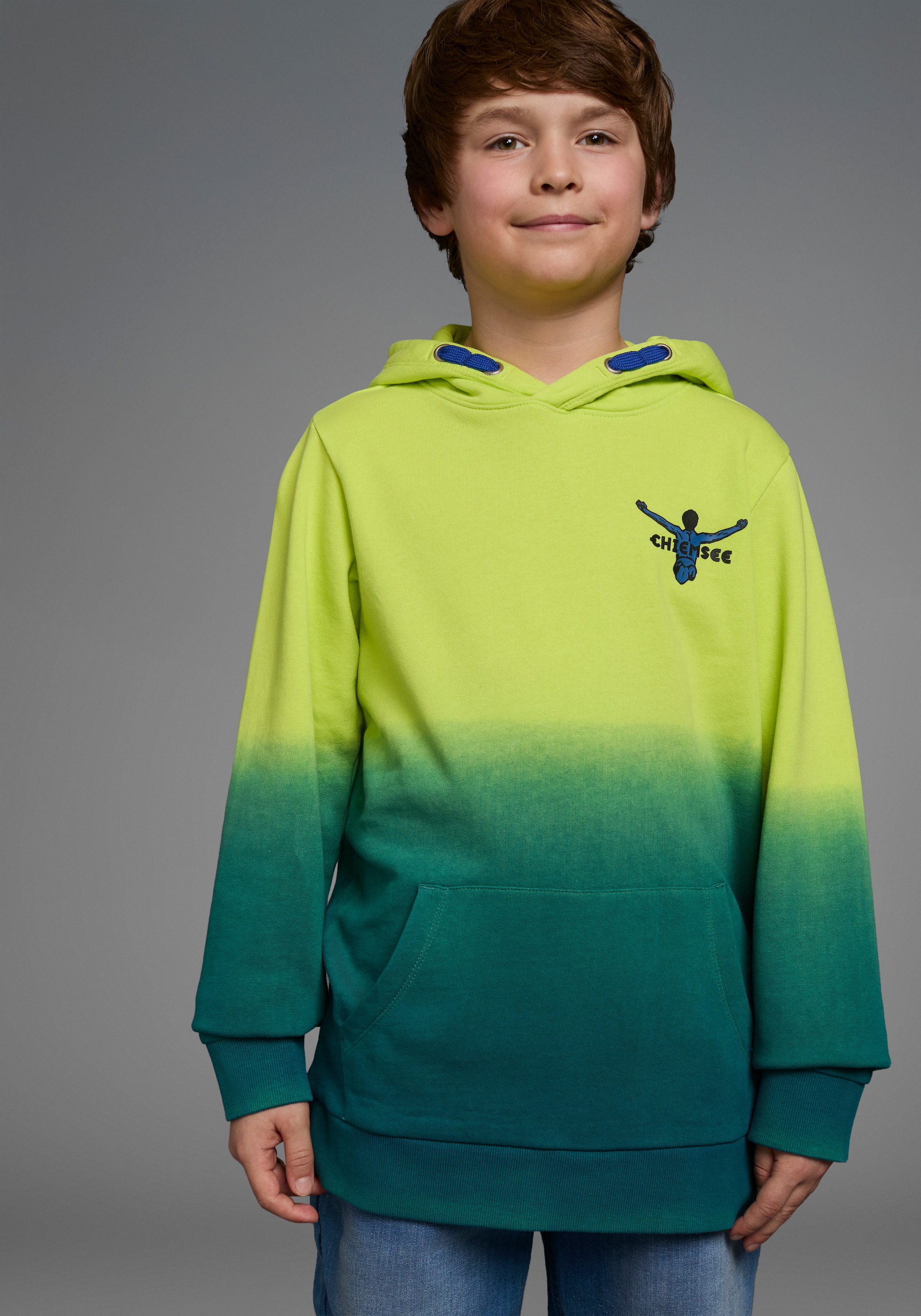 Chiemsee Kapuzensweatshirt "Farbverlaufshirt", Langarm, bedruckt, Rundhalsausschnitt, aus 100% Baumwolle