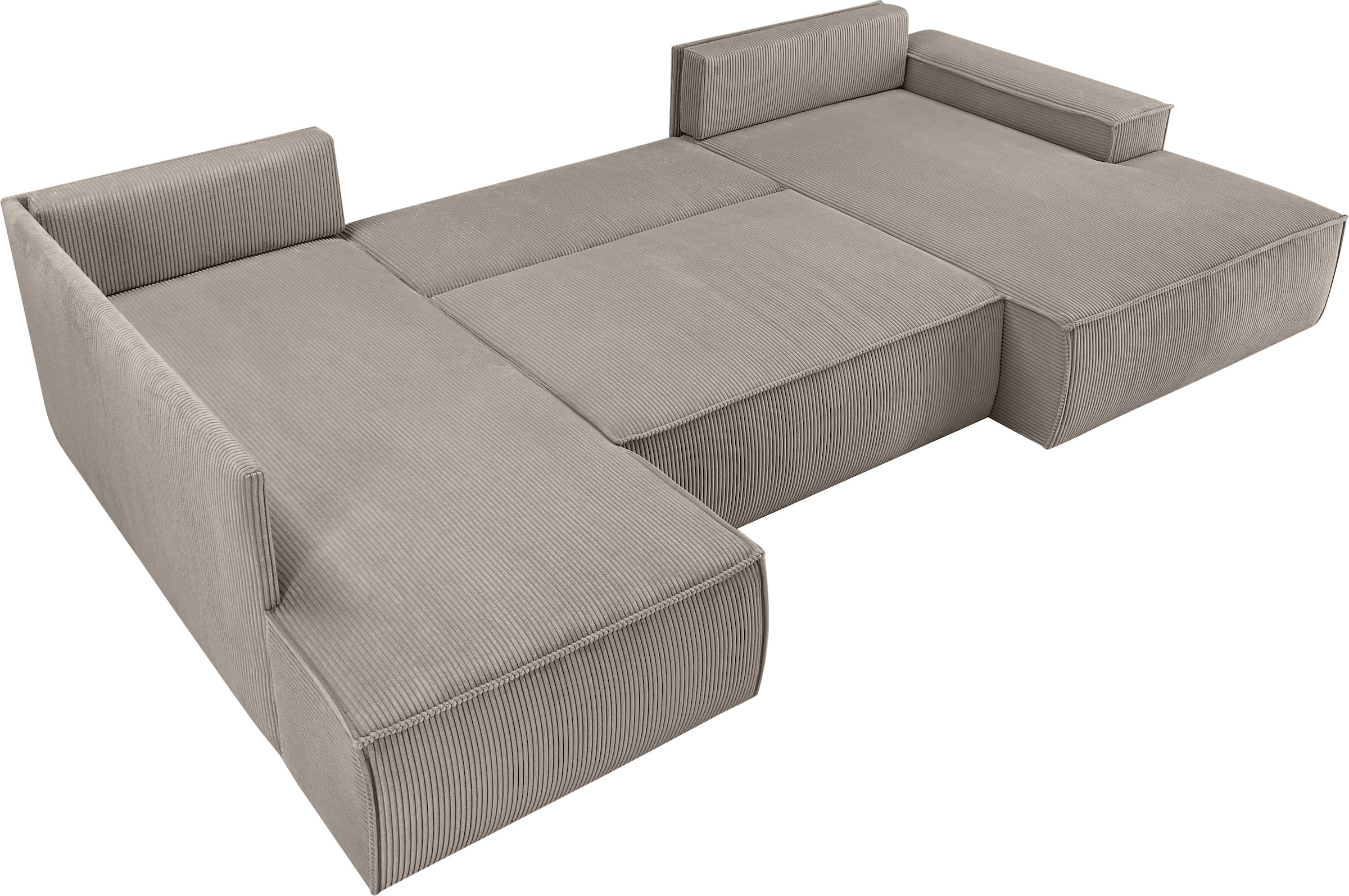 Home affaire Wohnlandschaft »SHERWOOD U-Form, 329 cm - OTTO. Verlässliche Qualität.« Schlaffunktion m. Bettkasten (194x139 cm), Cord, Vintage, Samtvelours