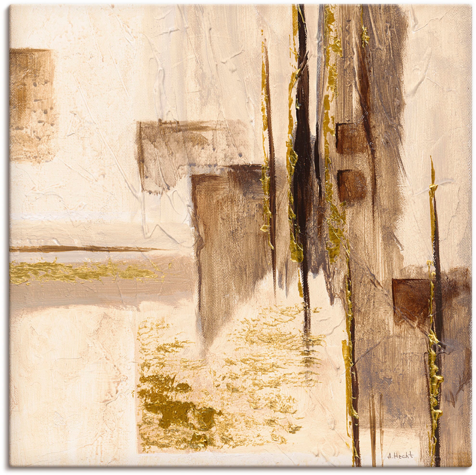Artland Leinwandbild "Goldene Silhouette I" Muster 1 Stk. tlg. auf Holzrahmen gespannt