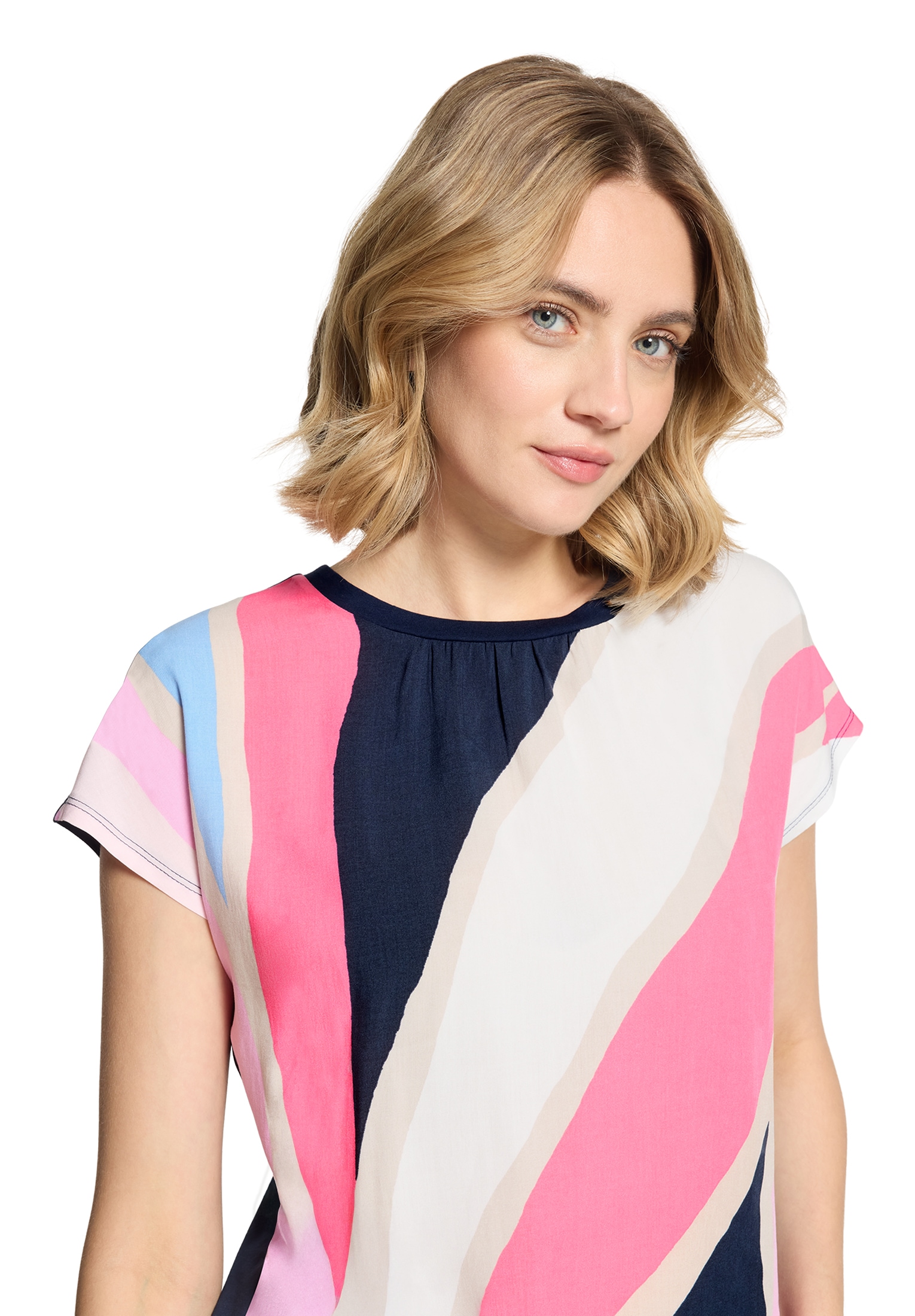 Betty&Co Print-Shirt »Patchwork-Shirt mit Raffung«