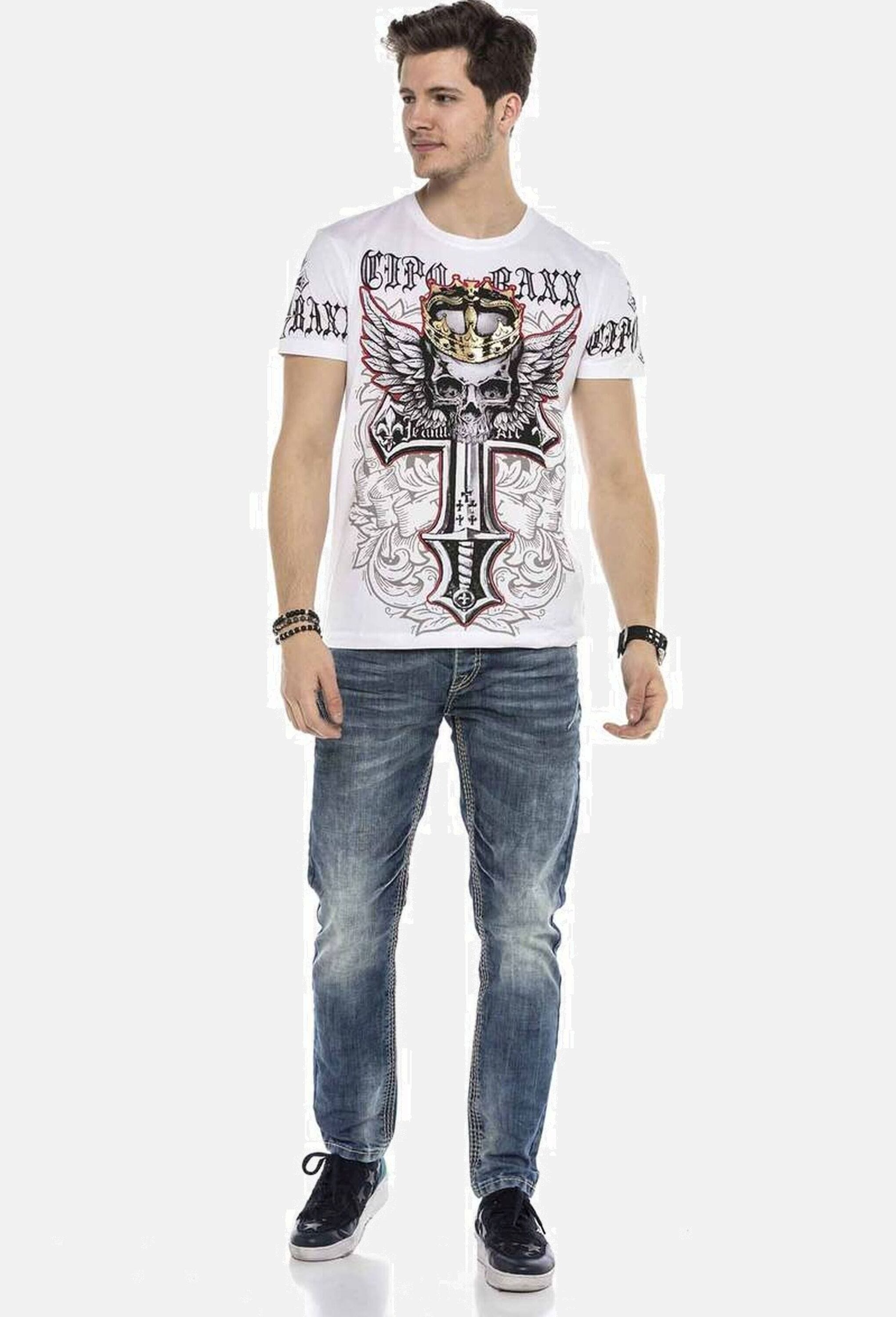 Cipo & Baxx Straight-Jeans »Cipo & Baxx Jeans DENIM« bequeme Jeans mit auffälligen Ziernähten, CD597