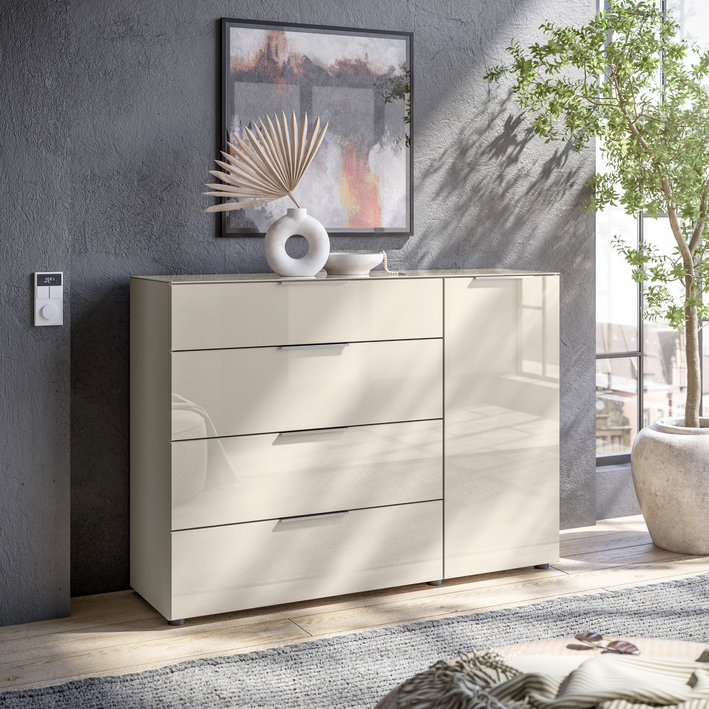 HBZ Kommode »Santorin, BxHxT 135x99x40 cm«, (1 St.), Breite 135cm, Softclose für Türen und Schubkästen, Melaminbeschichtung
