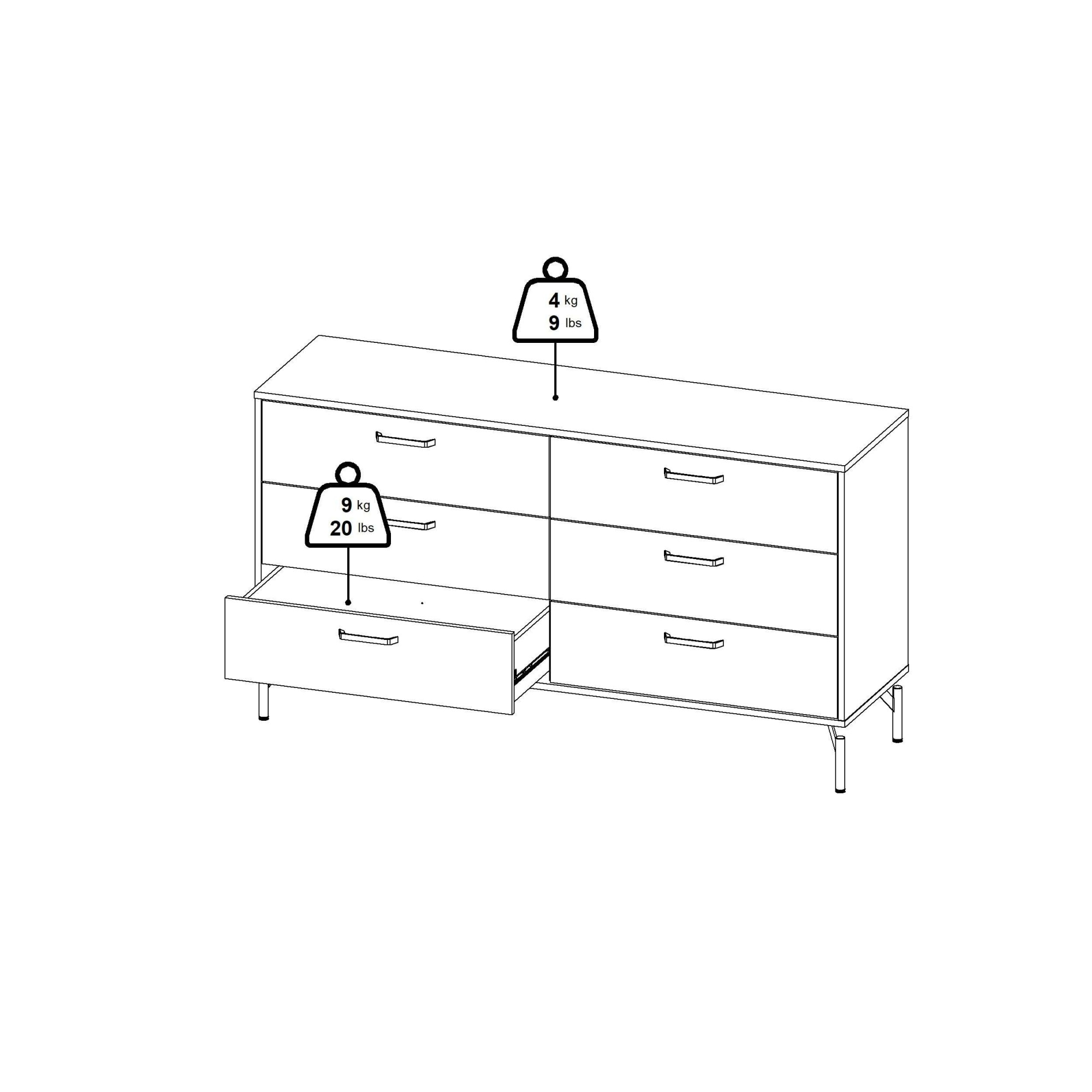 INOSIGN Kommode »Dana, Aufbewahrung, Schubladenschrank, Stauraum« Sideboard mit 6 Schubladen, Metallbeine, Breite 138 cm