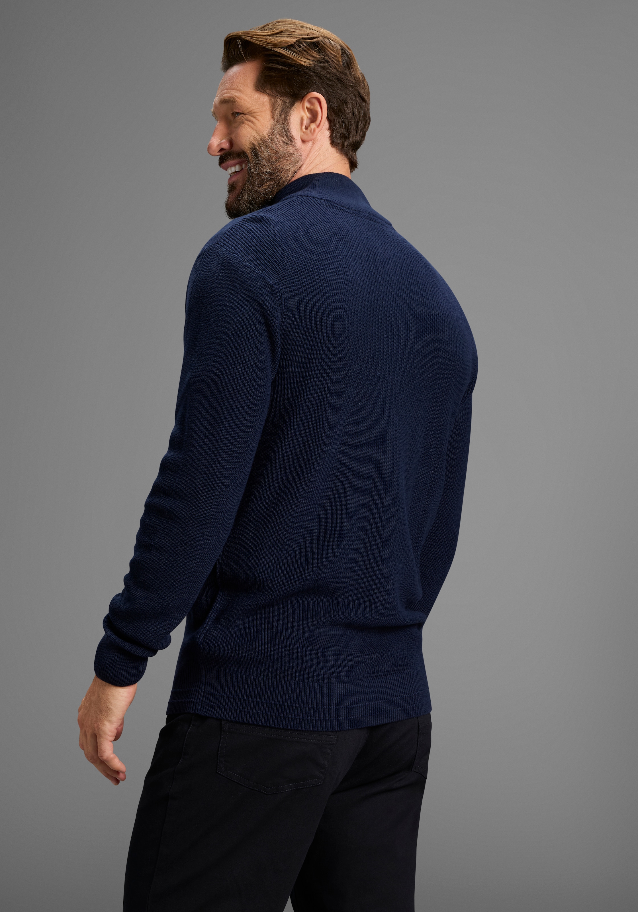 Man's World Troyer »Neue Kollektion ! Highlight kontrastfarbener Reißverschluss!« Feinstrick Rippe, ideal für die Übergangszeit