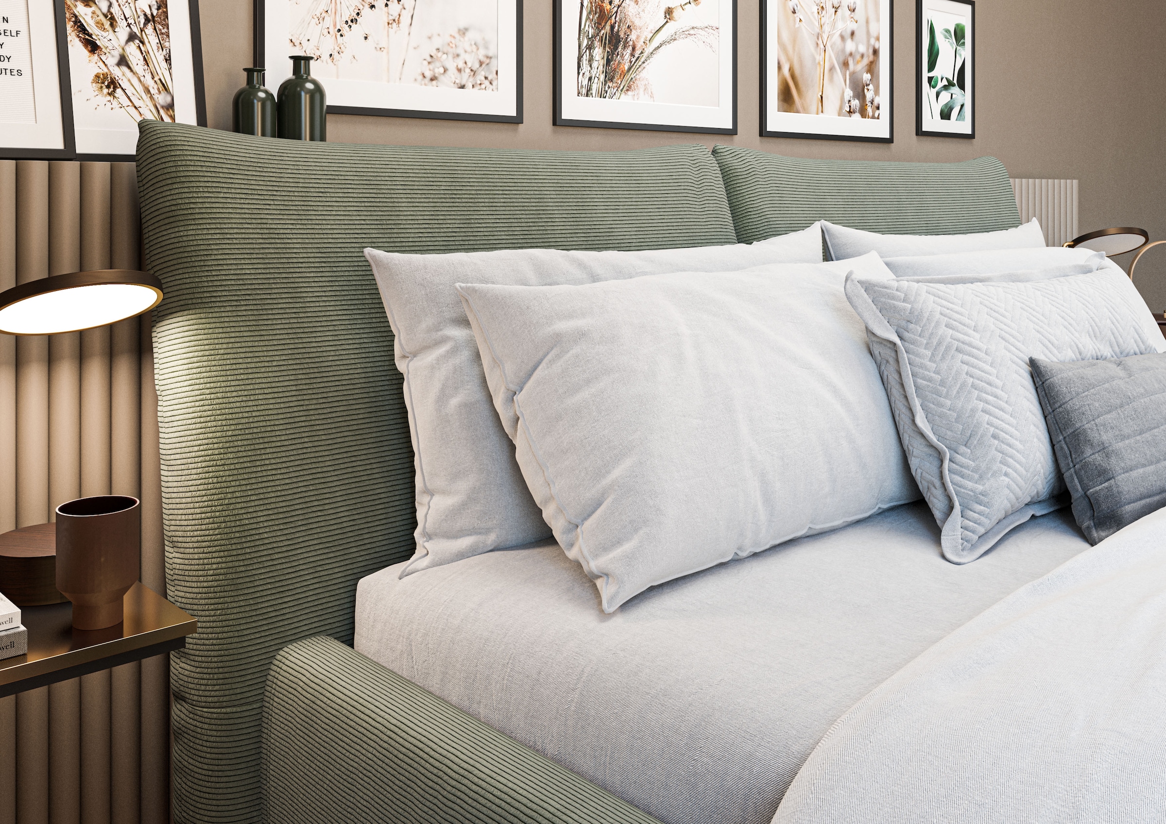 PLACES OF STYLE Polsterbett »Priora in 4 Breiten bis 200cm« auch in NaturLEDER, Cord, belastbar bis 280kg, auch Überlänge 220 cm