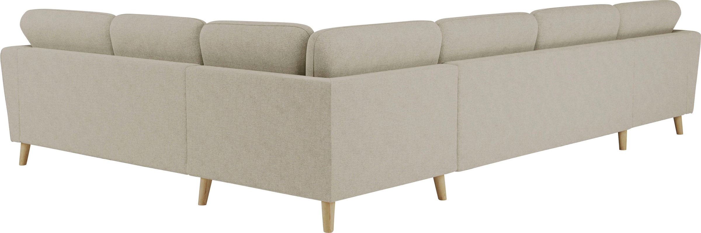 Home affaire Wohnlandschaft »MARSEILLE XXL 349cm, U-Form, Ottomane rechts/links wählbar« Massivholzbeine Eiche, Landhausstil, Wellenunterfederung