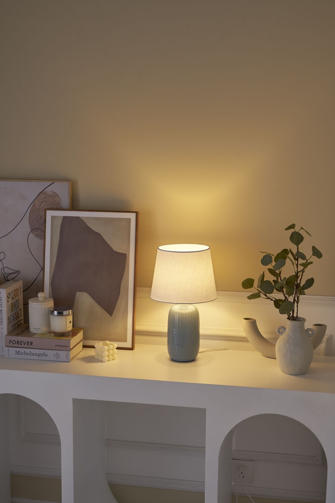 Pauleen Tischleuchte »Glowing Hug max20W Blau/Beige 230V Stoff/Keramik«, 1 flammig, Leuchtmittel E14 | ohne Leuchtmittel, E14