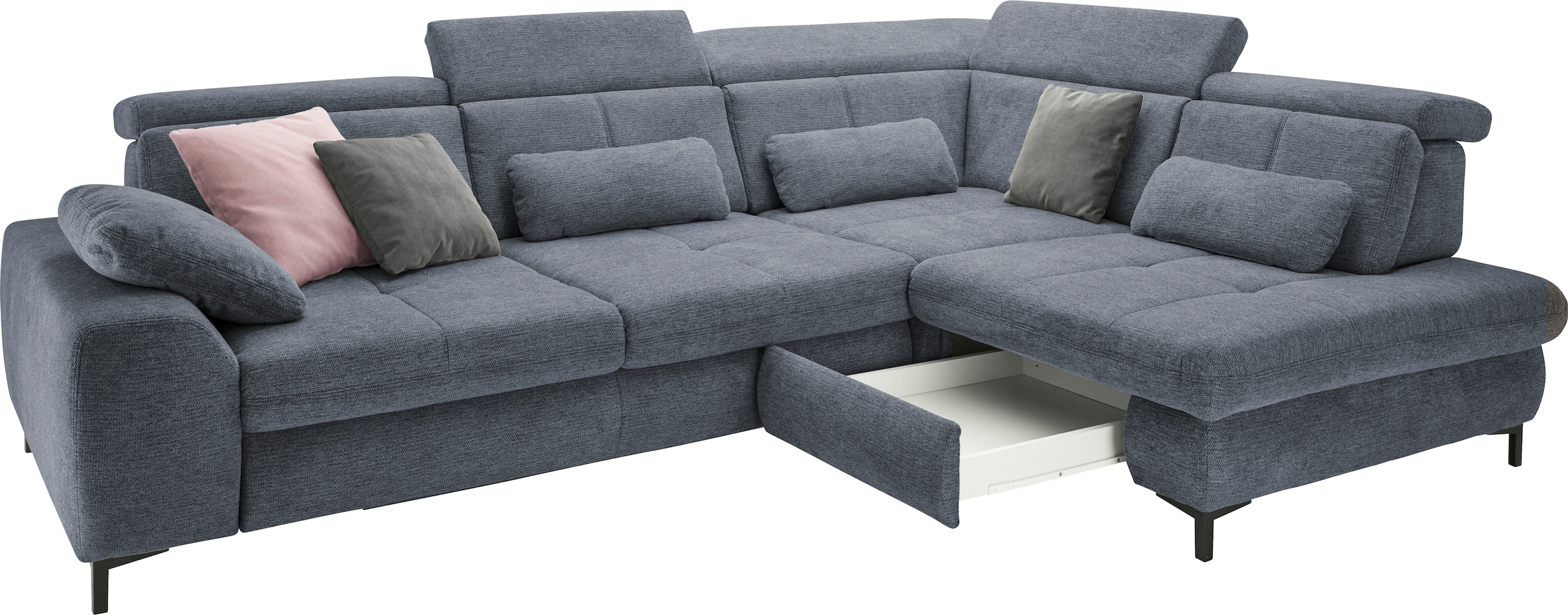set one by Musterring Ecksofa »SO 3400 Sitzhöhe 47cm oder 49cm, Sitztiefe verstellbar, B/T 317/220 cm«, Kaltschaumpolsterung, Flachgewebe, whlw. mit weiteren Funktionen
