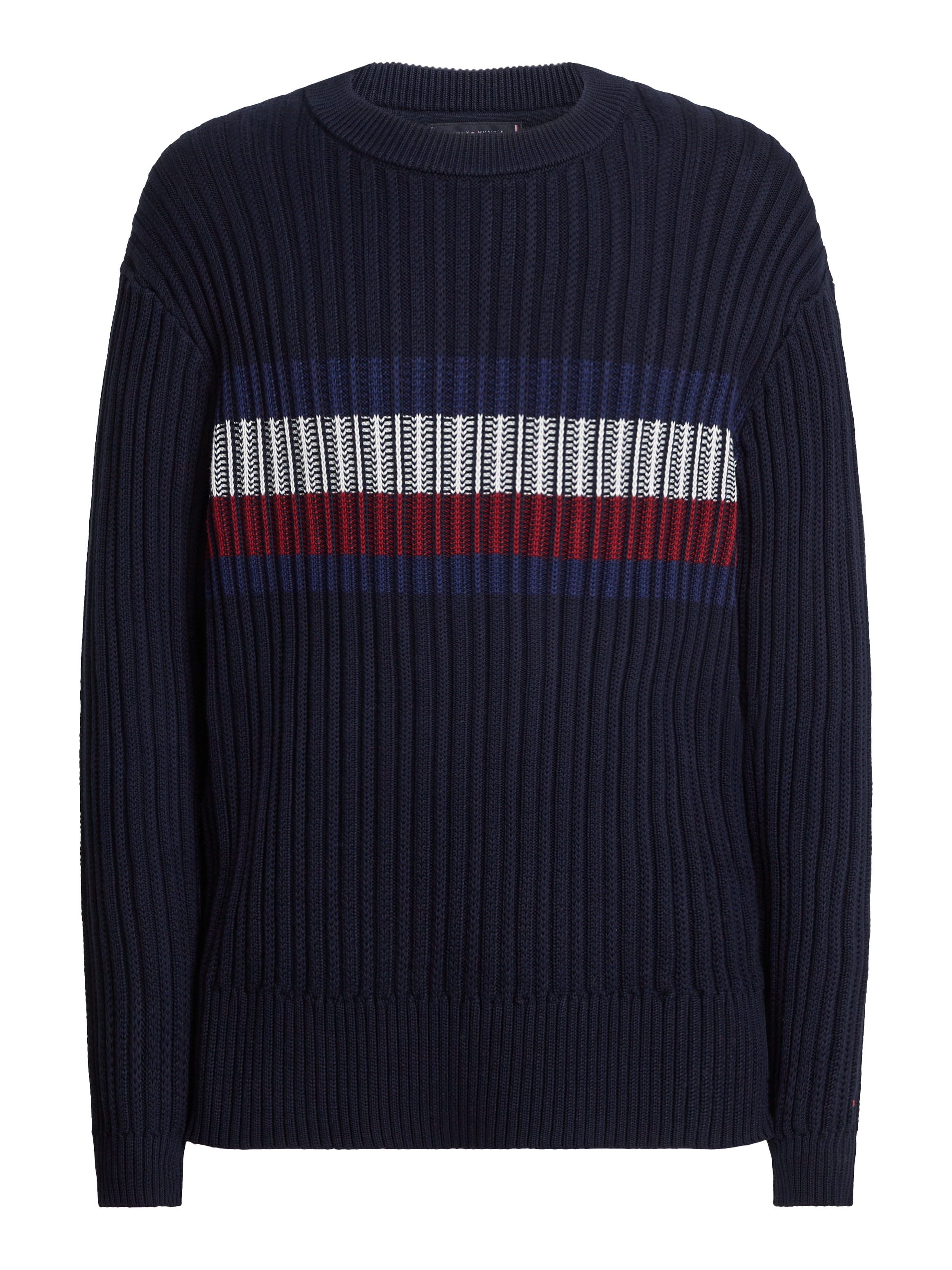 Tommy Hilfiger Rundhalspullover »GLOBAL STRIPE CHUNKY RIB C NK«, mit auffälligem Color Block-Design
