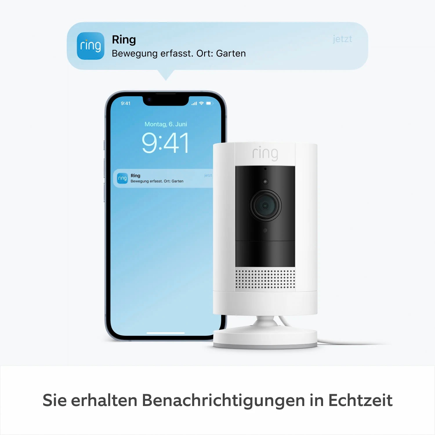 Ring Überwachungskamera »Stick Up Cam Plug-in«, Innenbereich-Außenbereich