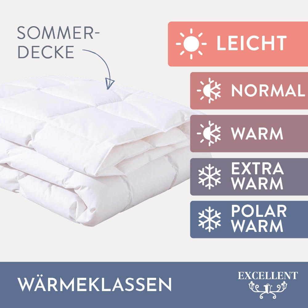 Excellent Daunenbettdecke + 3-Kammer-Kopfkissen »Davos«, Bettdecken-Set mit Kopfkissen, Bettdecke 135x200 und 155x220 cm