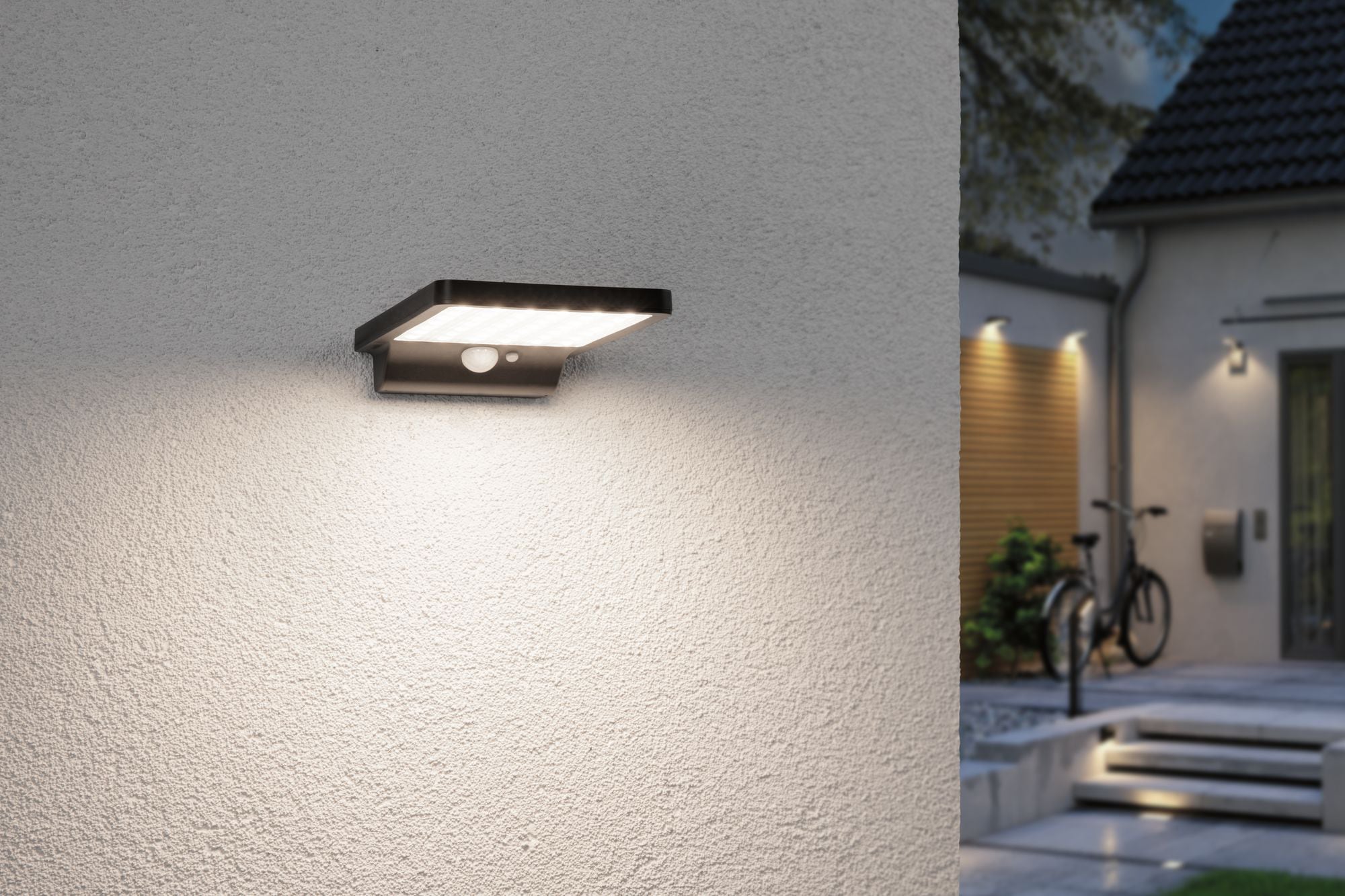 Paulmann Außen-Wandleuchte »Solveig«, 1 flammig, Leuchtmittel LED-Modul | LED fest integriert, Schwarz IP44 Warmweiß mit Dämmerungssensor und Bewegungsmelder