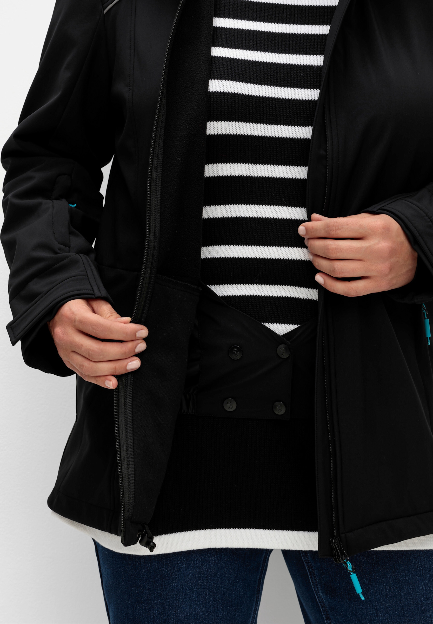 Sheego Softshelljacke »Funktionsjacke Skijacke aus Softshell, wasser- und windabweisend« mit Kapuze