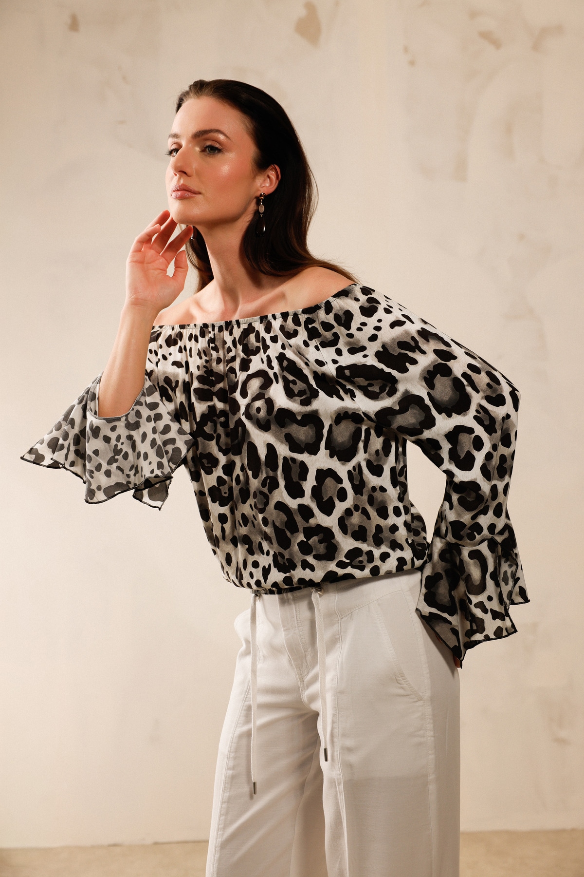 Monari Langarmbluse »Bluse Leodruck allover« Regular fit mit Leomuster