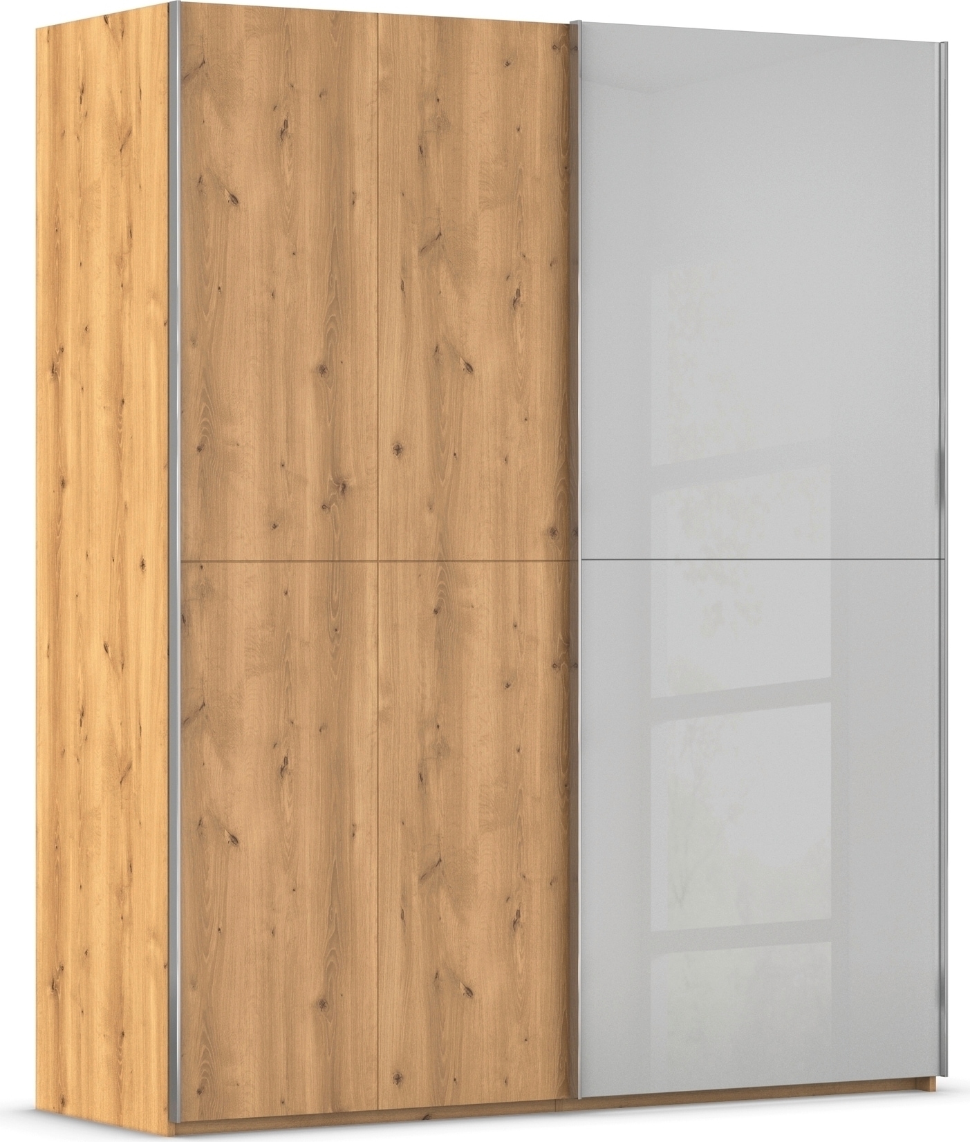 rauch Schwebetürenschrank »Kleiderschrank Schrank Garderobe Schlafzimmerschrank SCALE-WOOD« edle geteilte Front in massiver Asteiche mit Glastüren MADE IN GERMANY