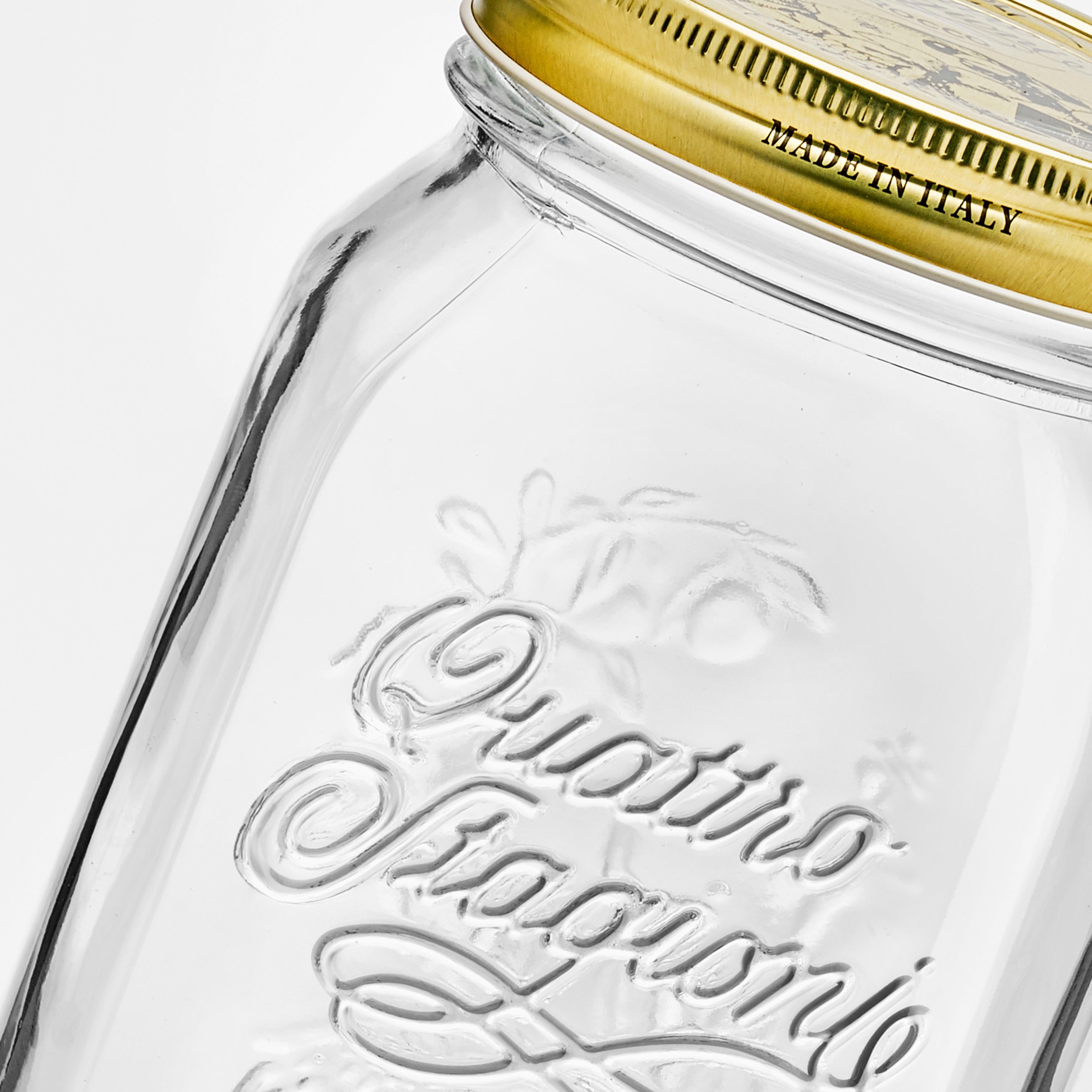 Bormioli Rocco Einmachglas »Quattro Stagioni« Set, 3 Stück, 1,0l Fassungsvermögen, 3 Stk. tlg. luftdicht verschließbar, goldener Schraubverschluss