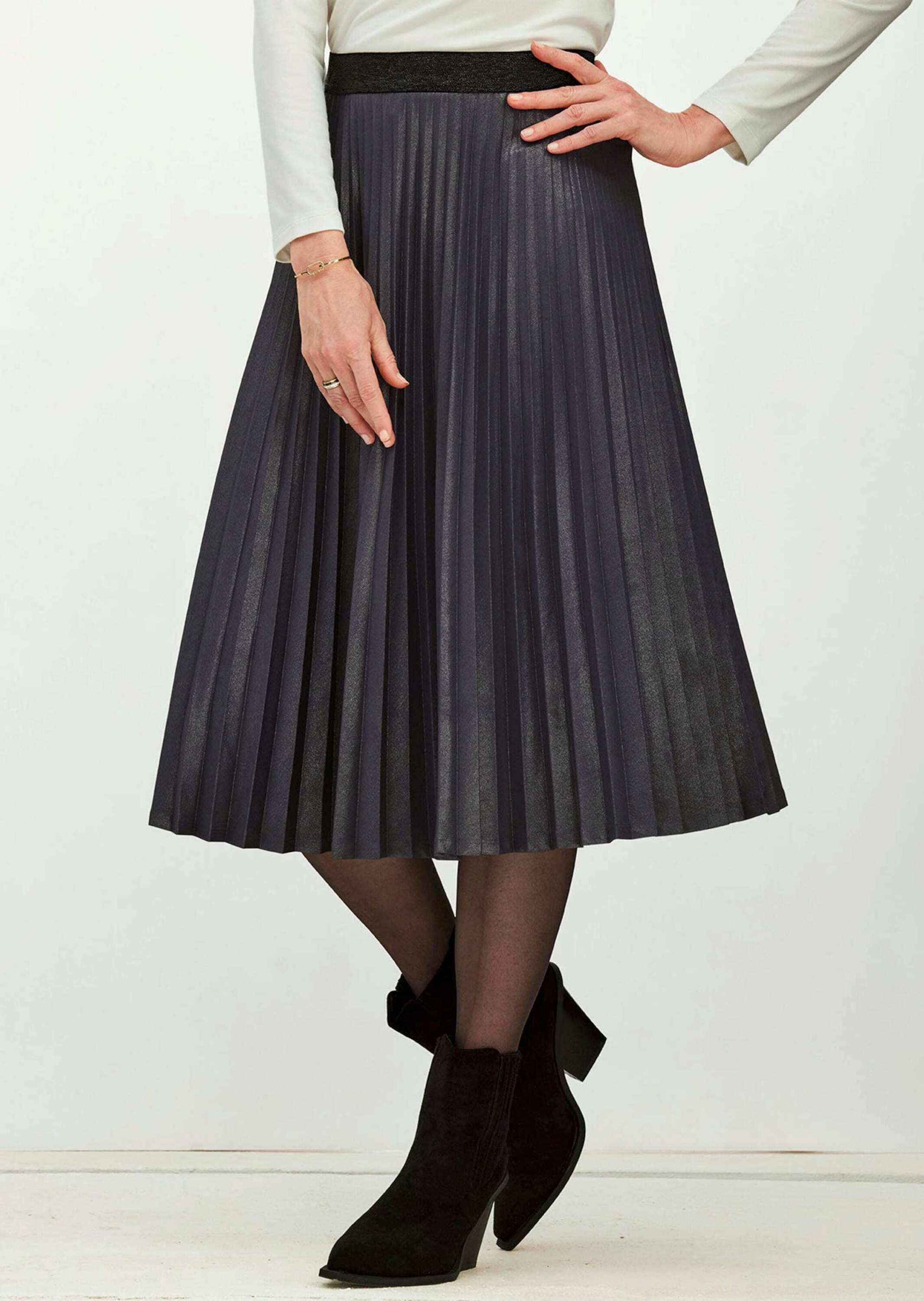 GOLDNER Plisseerock »Kurzgröße Plisseerock im Metallic Look«