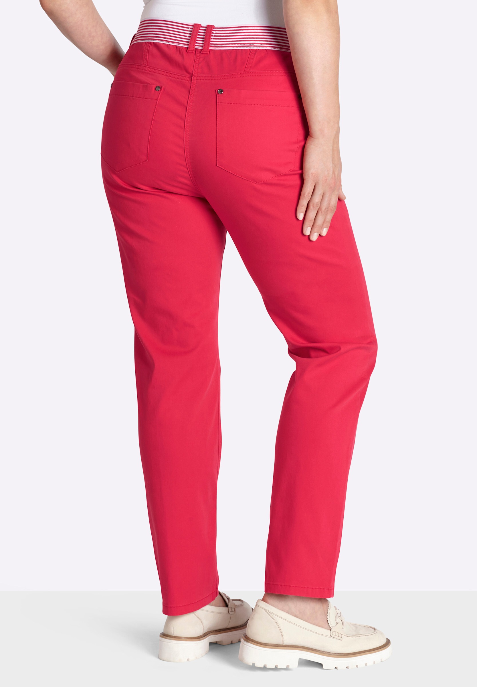 Sheego 5-Pocket-Hose »Hose lang 5-Pocket-Hose mit gestreiften Dehnbund-Einsätzen«