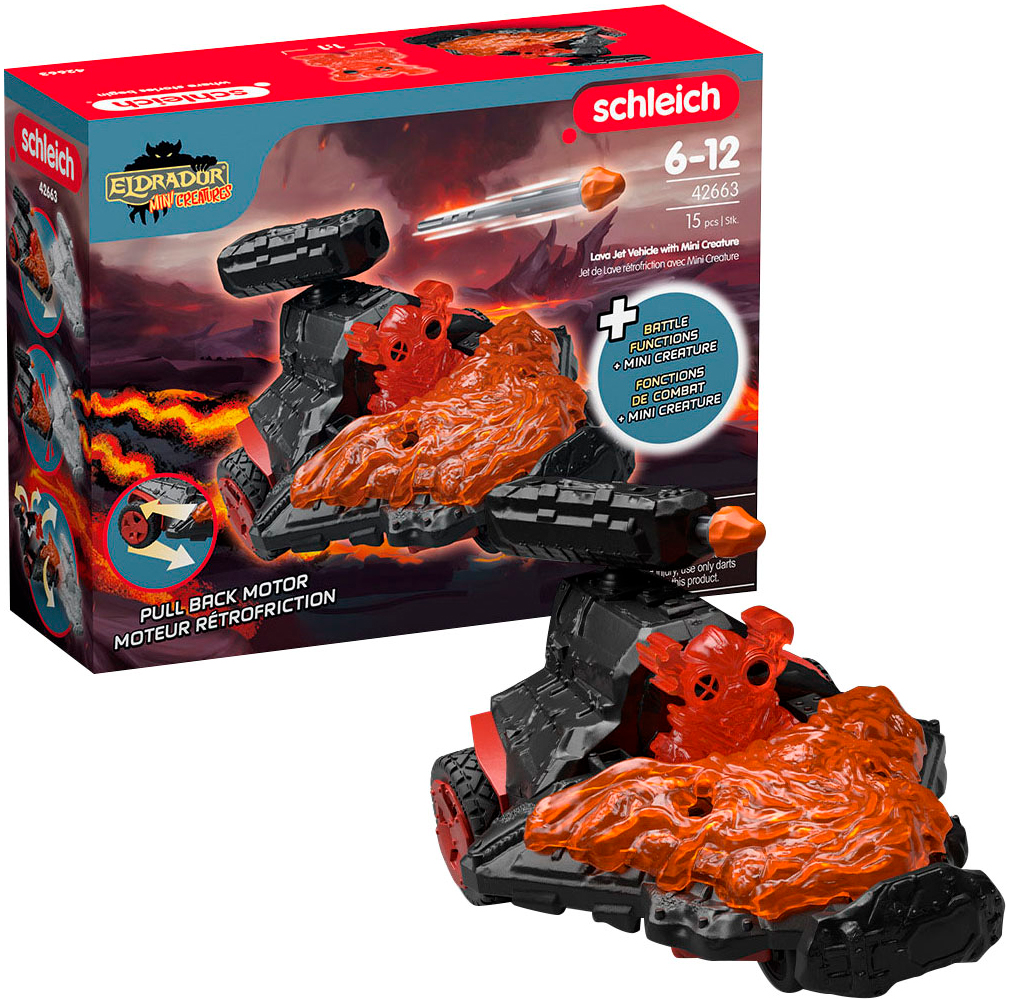 Schleich® Spielzeug-Auto »ELDRADOR® CREATURES, Lava Düsenjet Fahrzeug mit Mini Cretaure (42663)«, Made in Europe