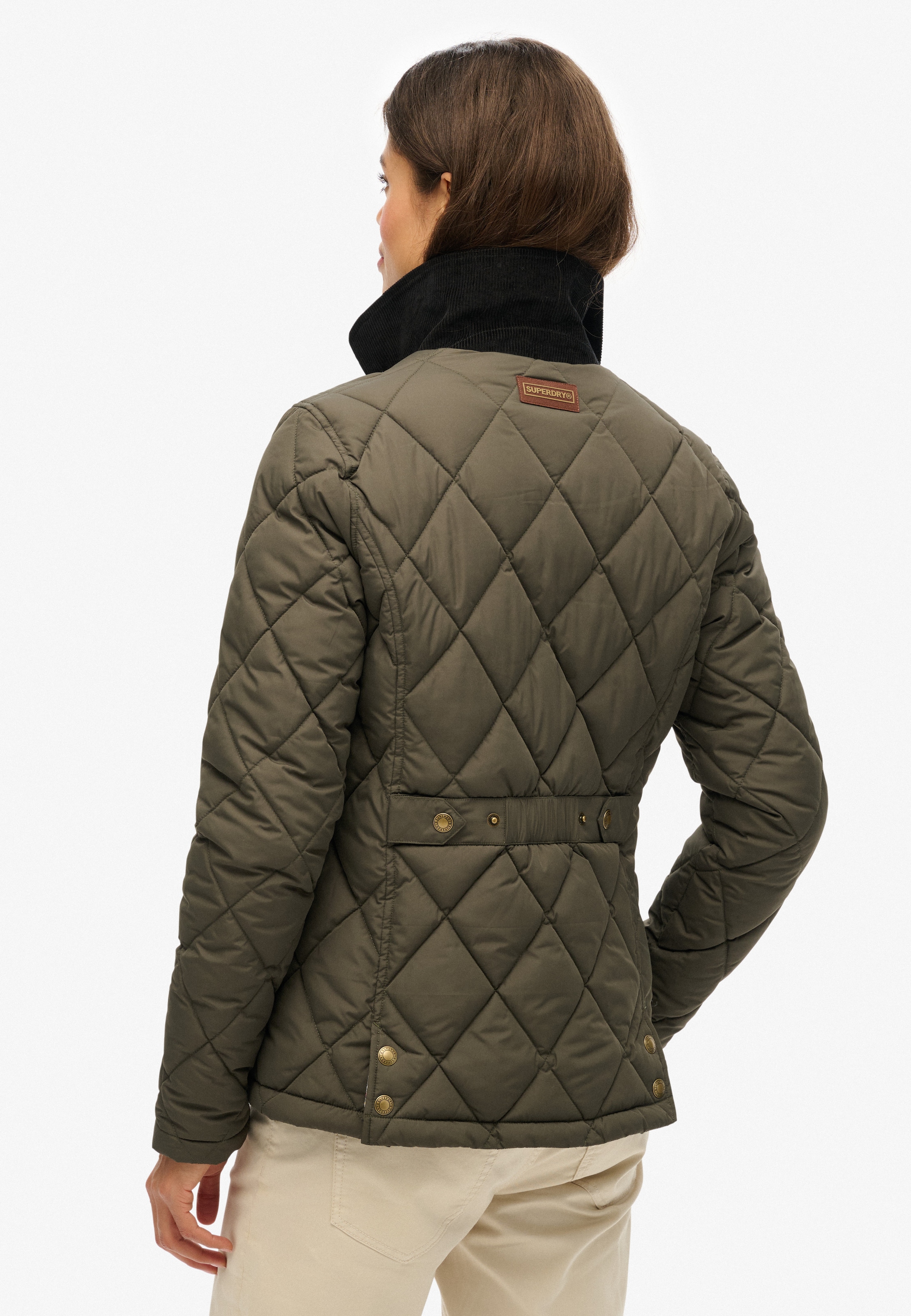 Superdry Steppjacke »CORD TRIMMED LINER JACKET« ohne Kapuze Slim Fit, mit Blusenkragen, aus Polyester