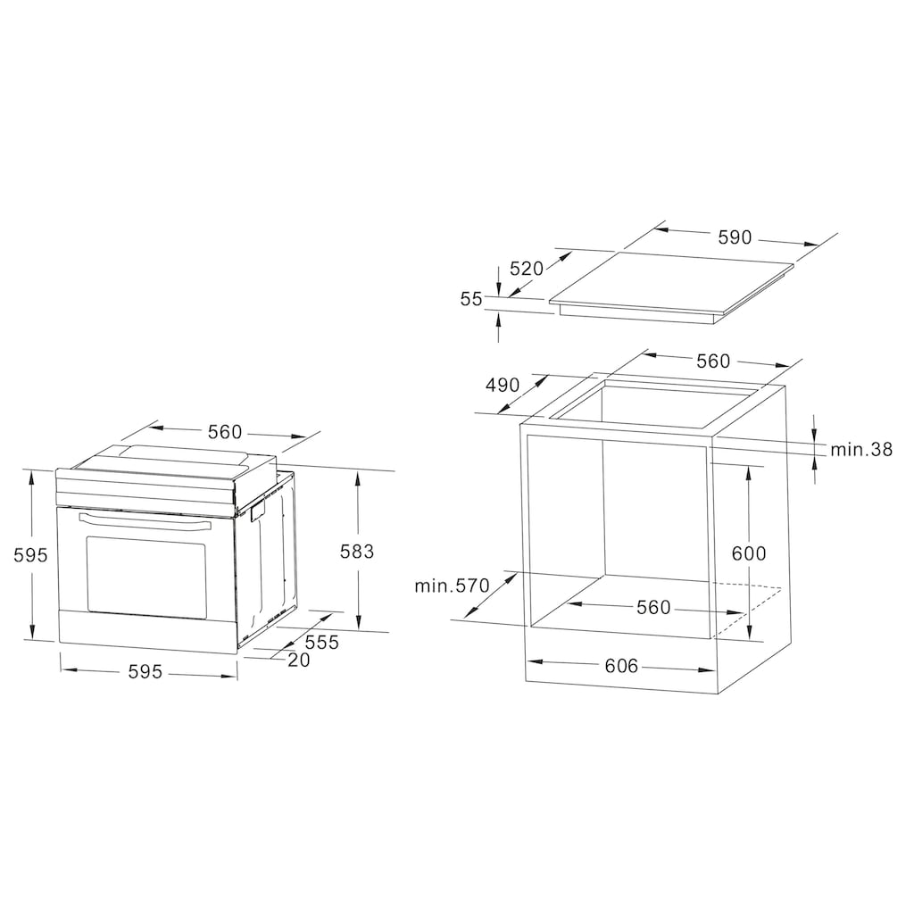 Hanseatic Elektro-Herd-Set »65C90C7-E11B000 + MC-HF605AG2«, 65C90C7-E11B000, (2 St., besteht aus: 65C90C7-E11B000 + MC-HF605AG2)