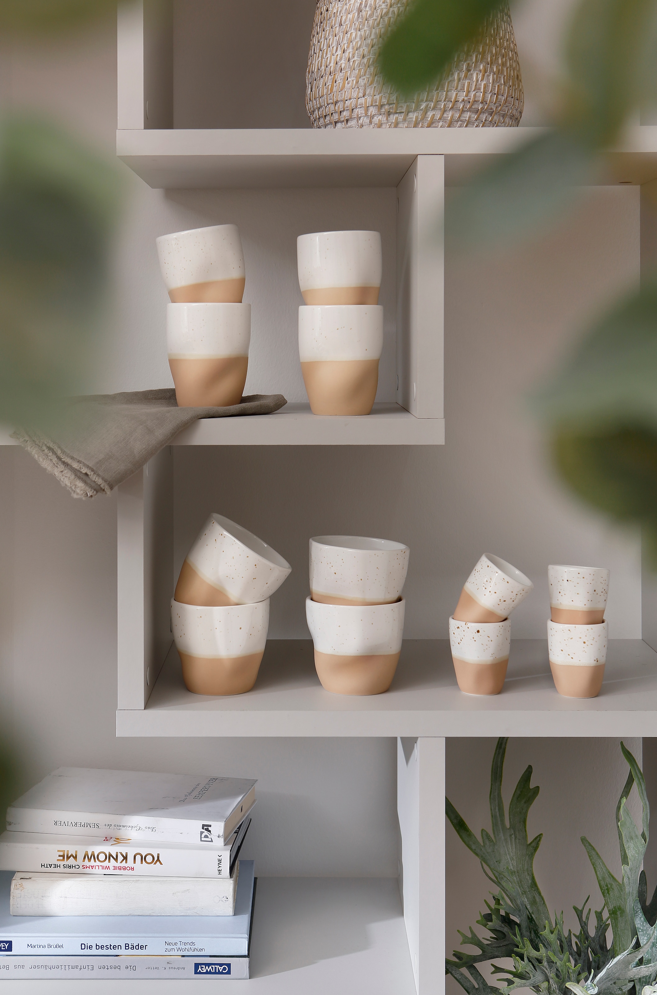 andas Becher »Teebecher, modernes Geschirr-Set Bruddesta, 4er Set«, (Set, 4 tlg.), hohe Haltbarkeit, spülmaschinengeeignet & mikrowellengeeignet, 350 ml