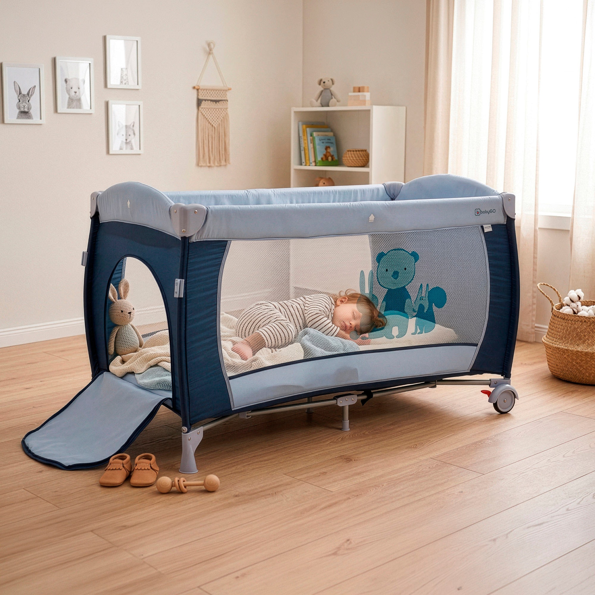 BabyGo Baby-Reisebett »Sleeper Deluxe, beige« mit Musik-Mobile