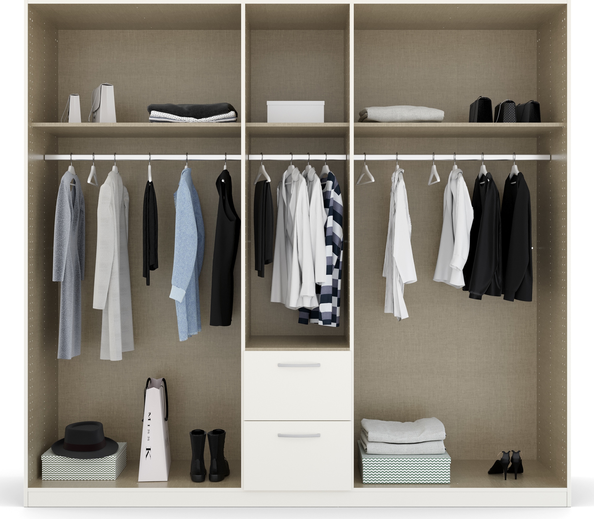 rauch Drehtürenschrank »Kleiderschrank Schrank Garderobe Ankleide PURE BY QUADRA SPIN« Breiten: 181/226/271 cm, Höhe 210 cm,  mit Spiegel, in puristischem Design, Griffe alufarben MADE IN GERMANY