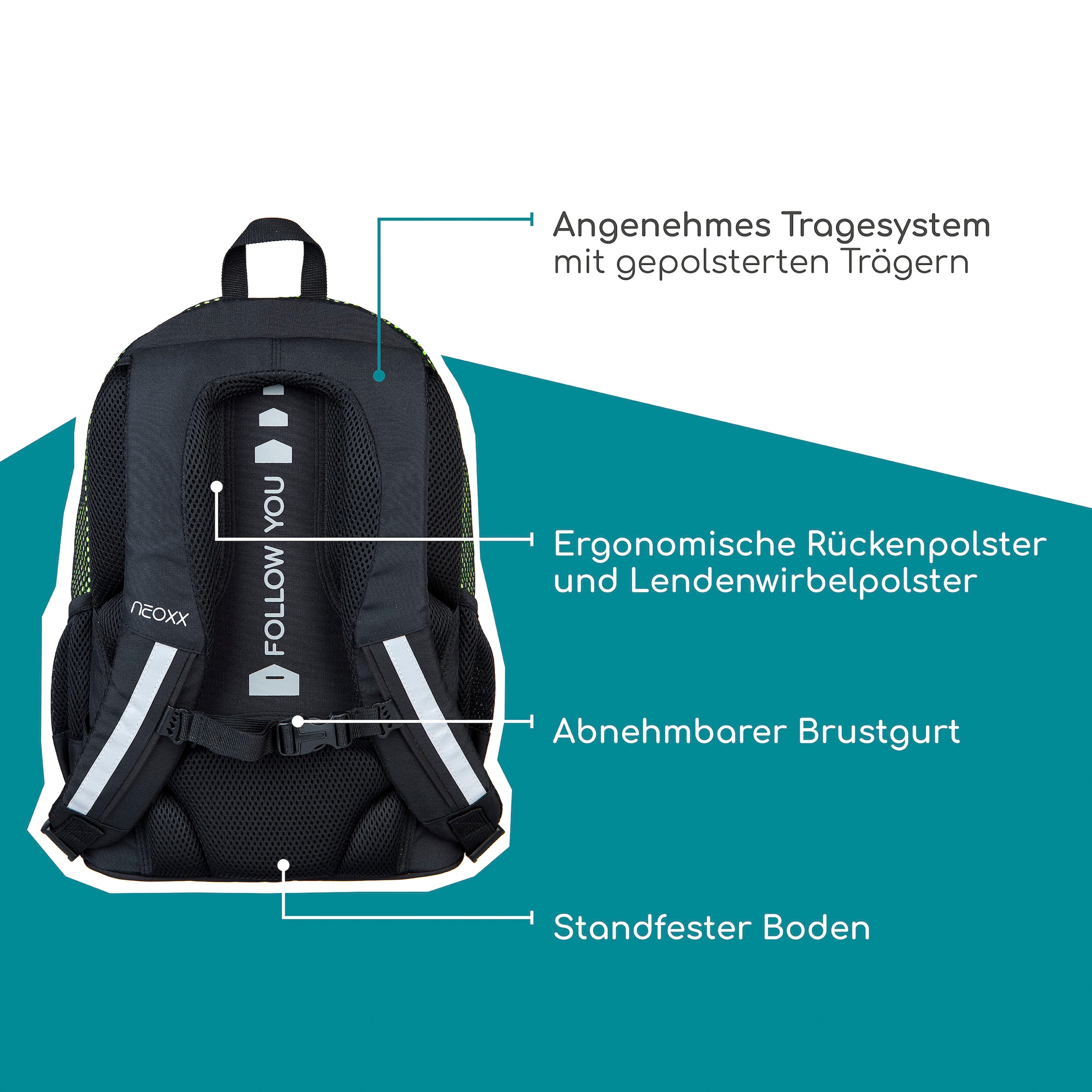 neoxx Schulrucksack »Flow, All about Neon«, teilweise aus recyceltem Material