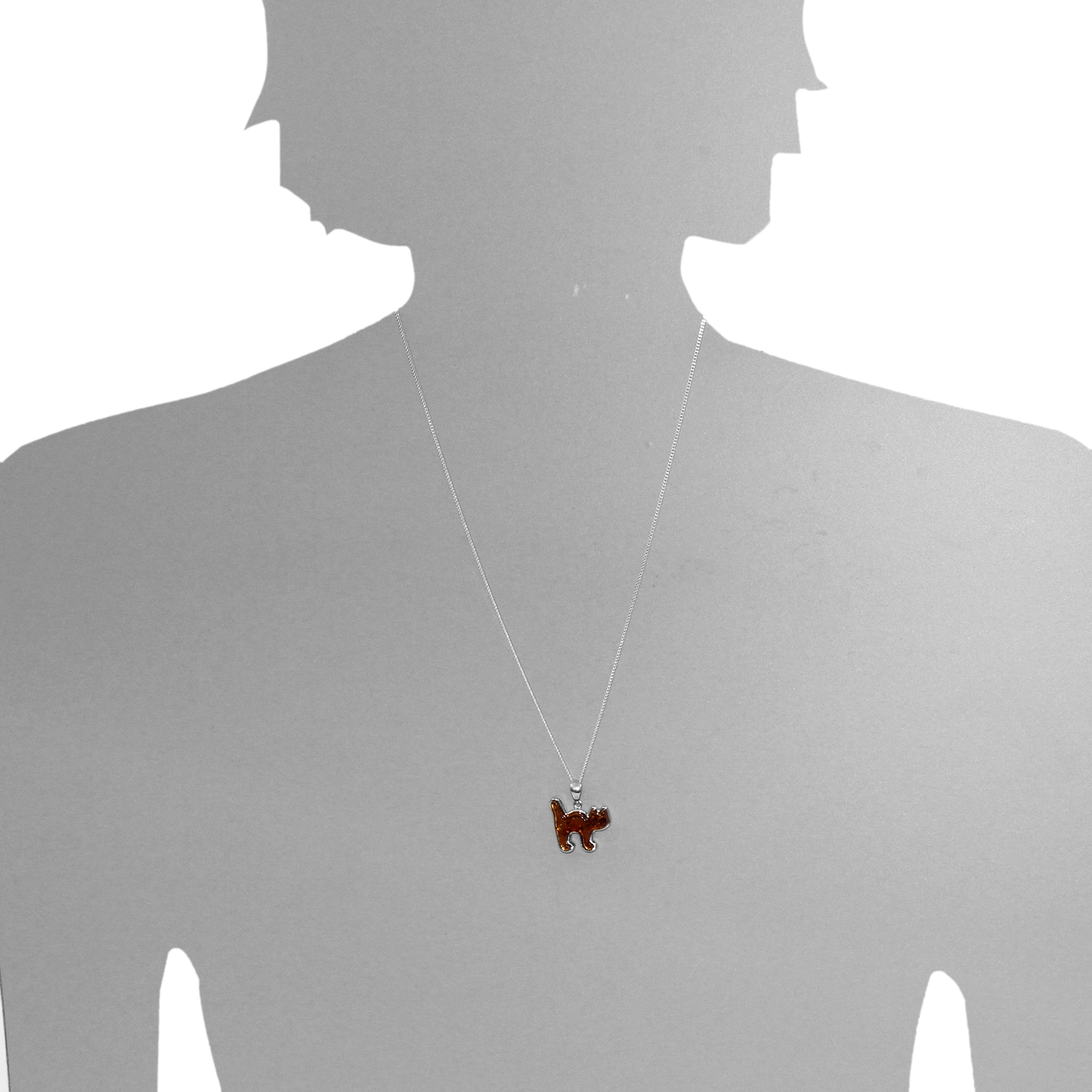 OSTSEE-SCHMUCK Kette mit Anhänger »- Katze - Silber 925/000 - Bernstein«